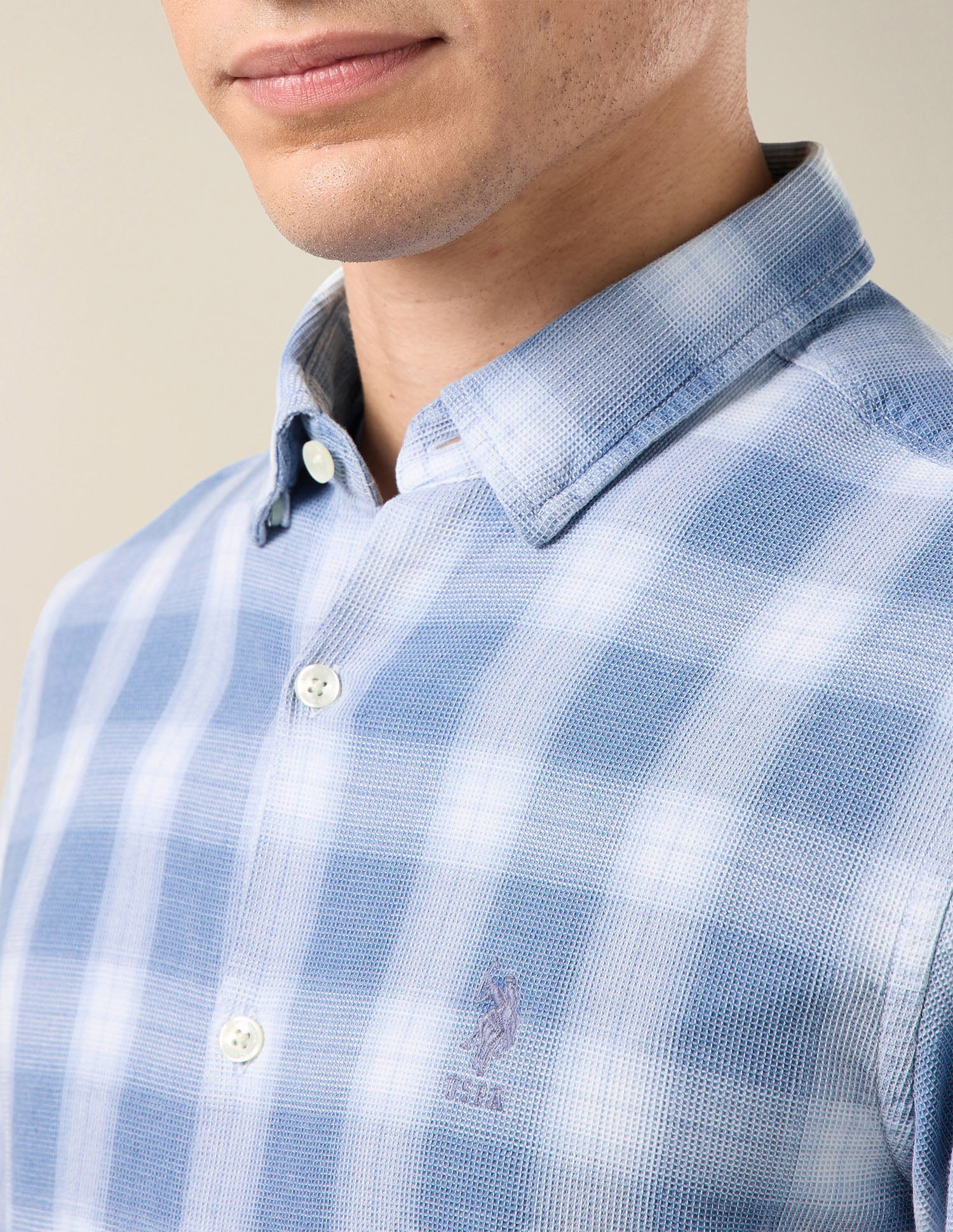 Plaid Checked Regular Fit Shirt Light Indigo - U.S. Polo Assn. India | Large