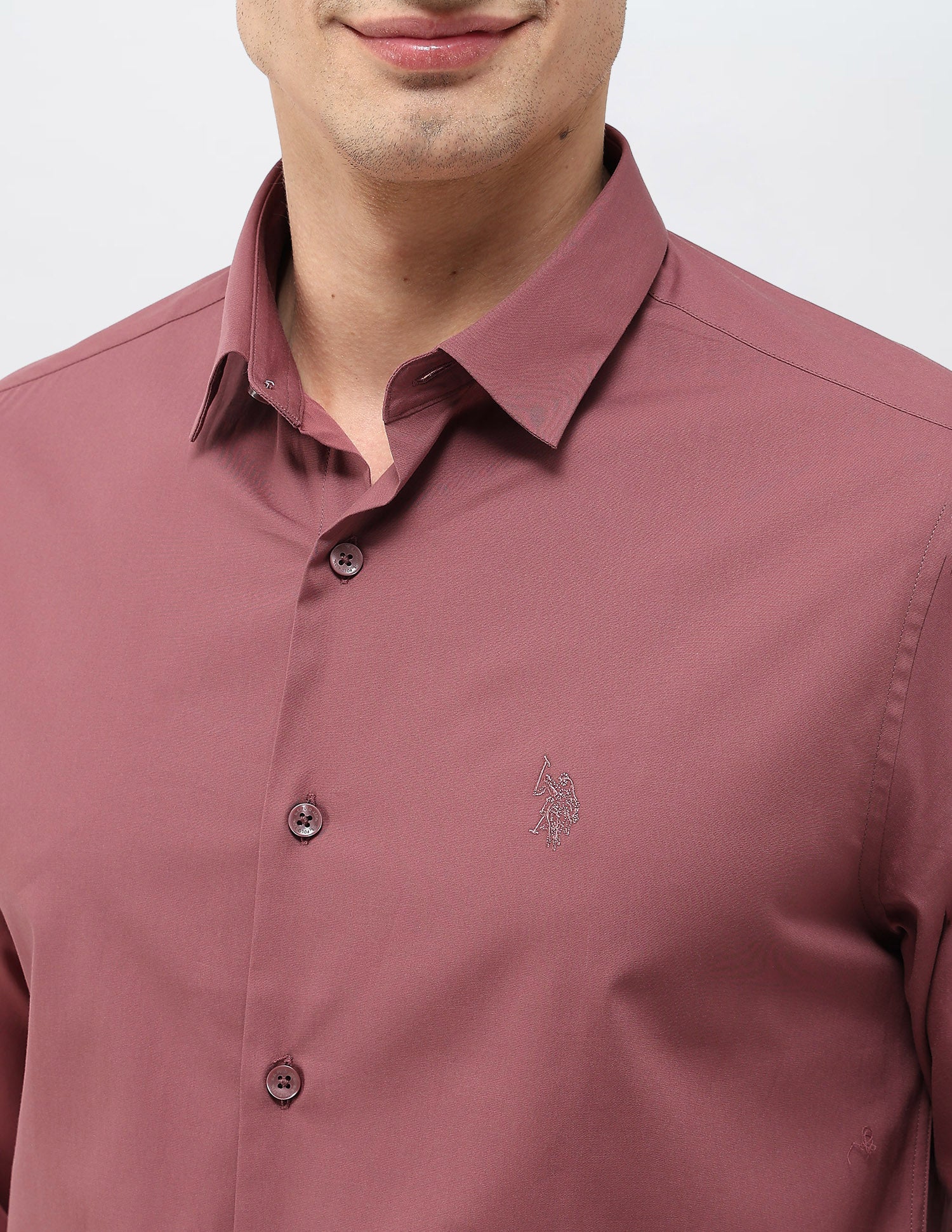 Solid Tailored Fit Shirt Dusty Pink - U.S. Polo Assn. India | Large