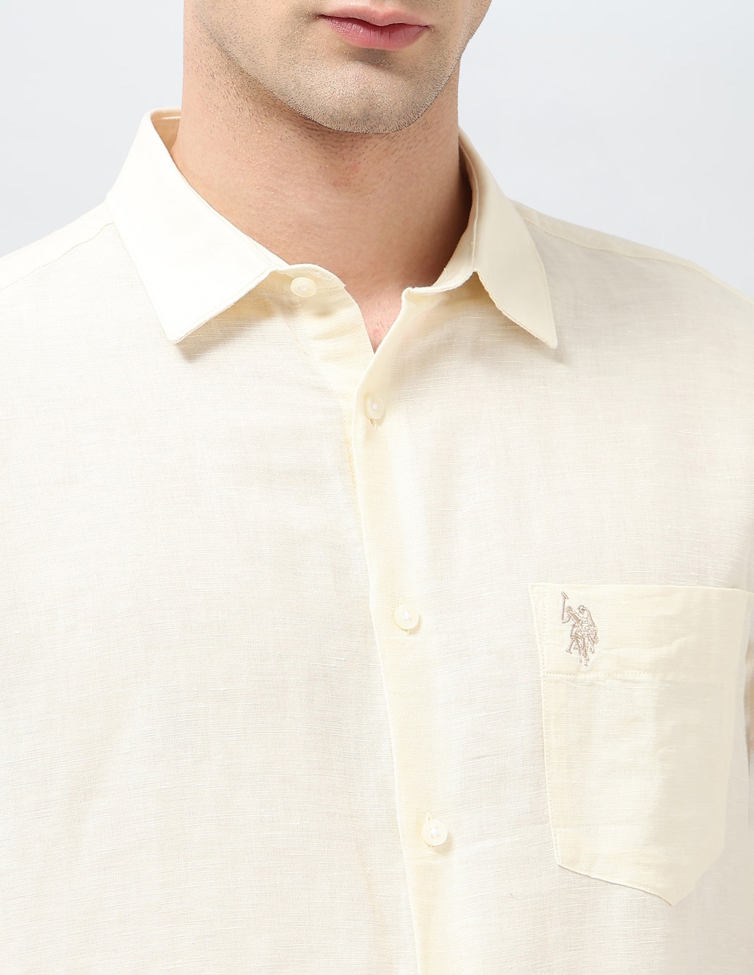 Heathered Tailored Fit Shirt Light Yellow - U.S. POLO ASSN. | Large