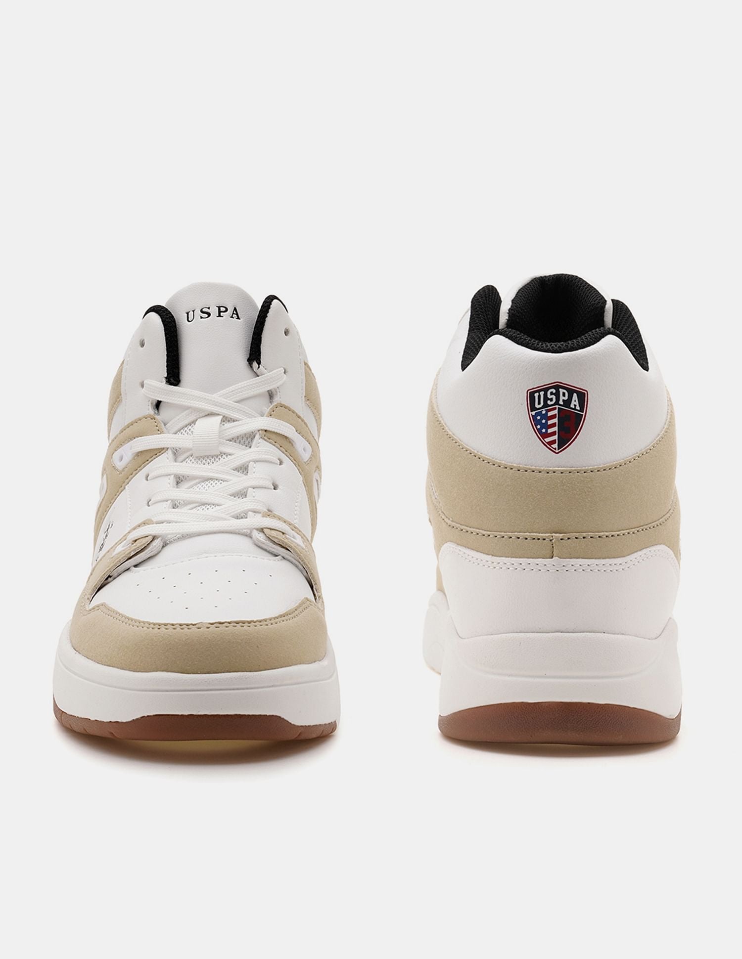 Men Bruce Mid Top Sneakers Beige - U.S. POLO ASSN. | Large