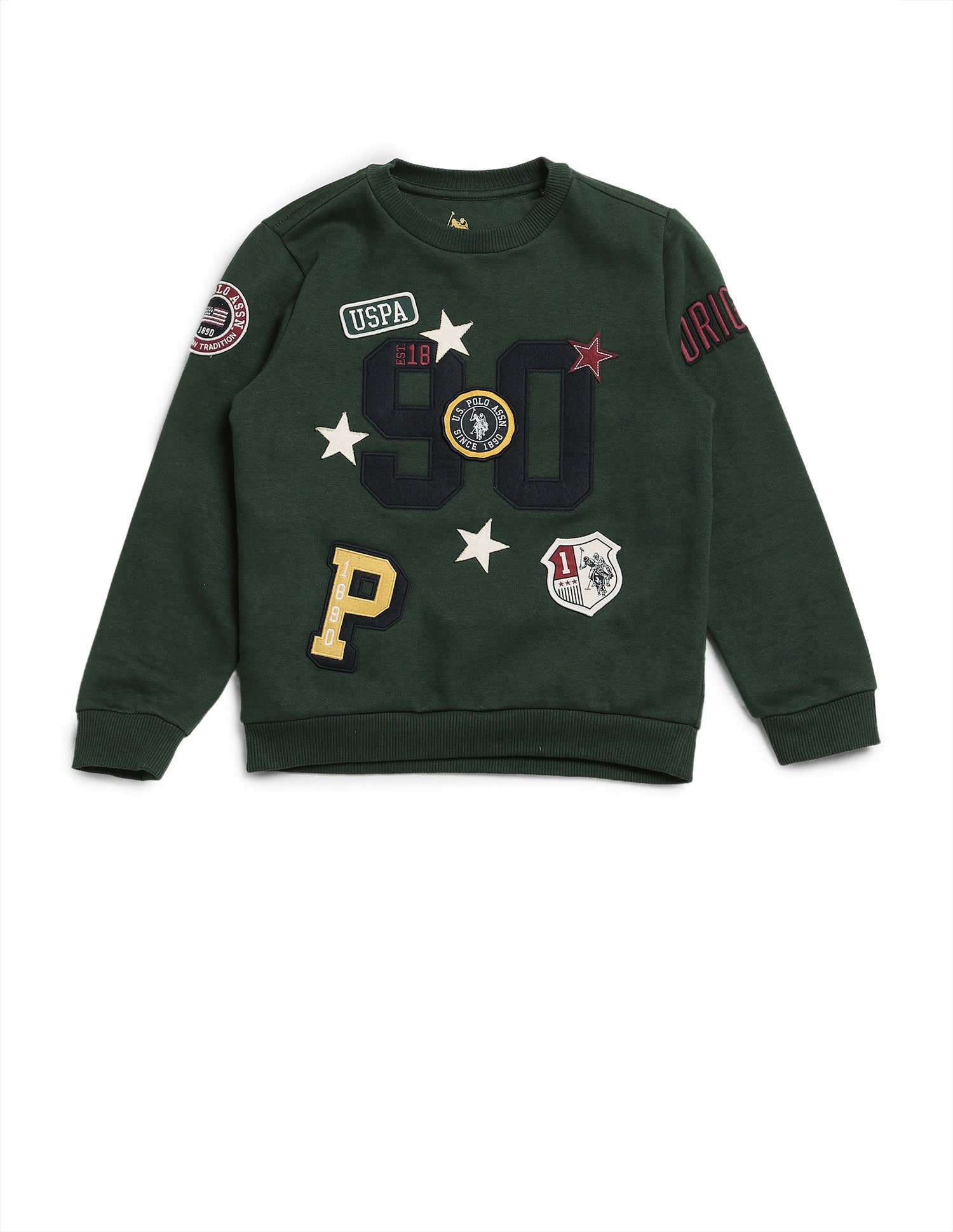 Boys Appliqued Regular Fit Sweatshirt Dark Green - U.S. POLO ASSN. | Large