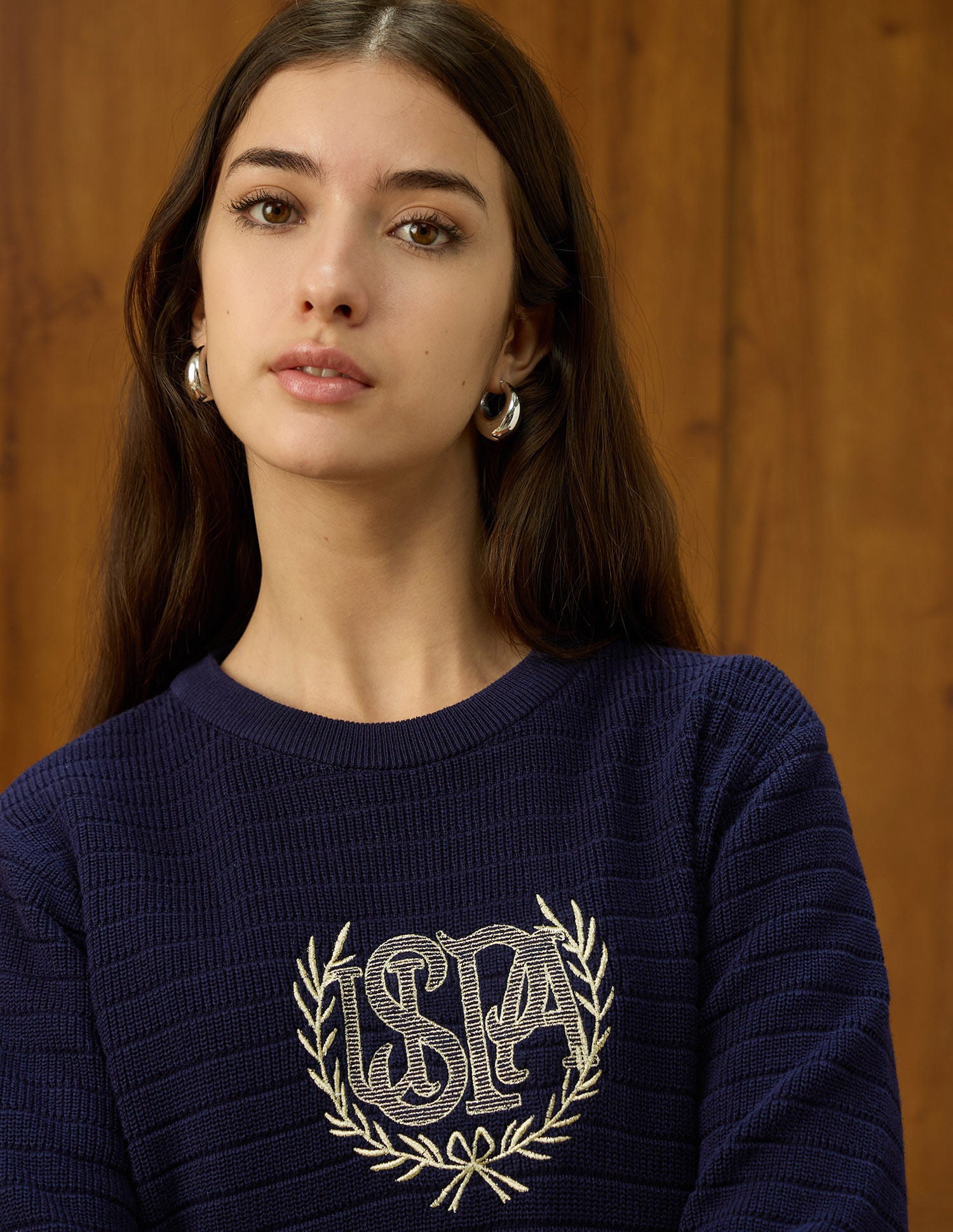 Appliqued Regular Fit Sweater Blue - U.S. POLO ASSN. | Large