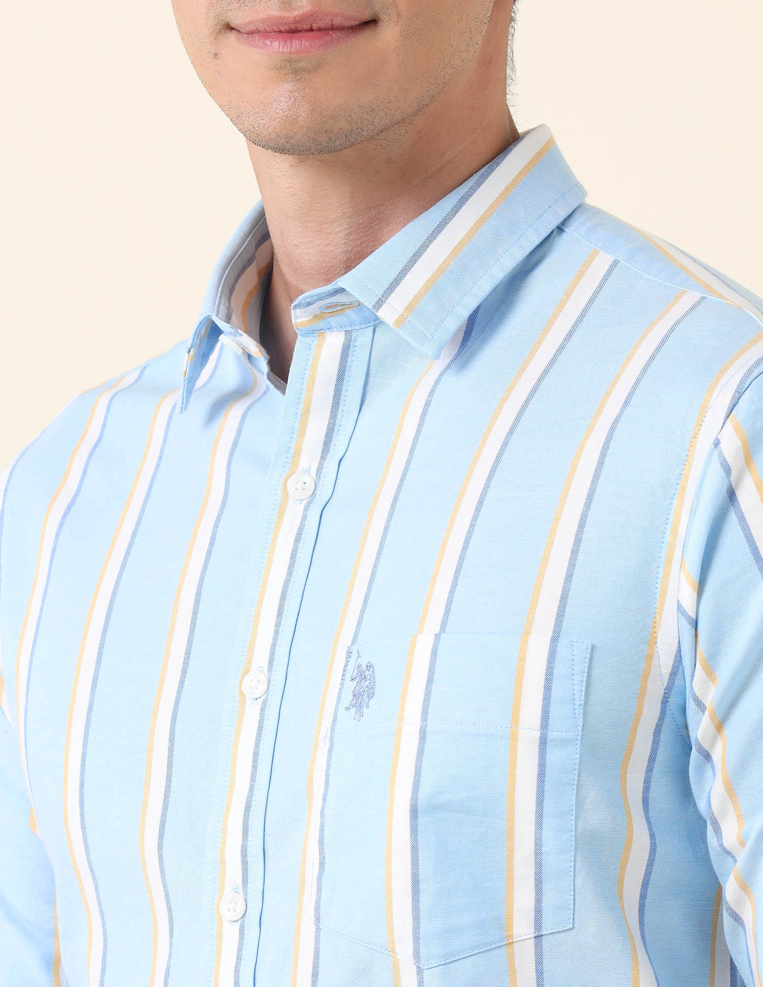 Vertical Striped Oxford Shirt Blue - U.S. Polo Assn. India | Large