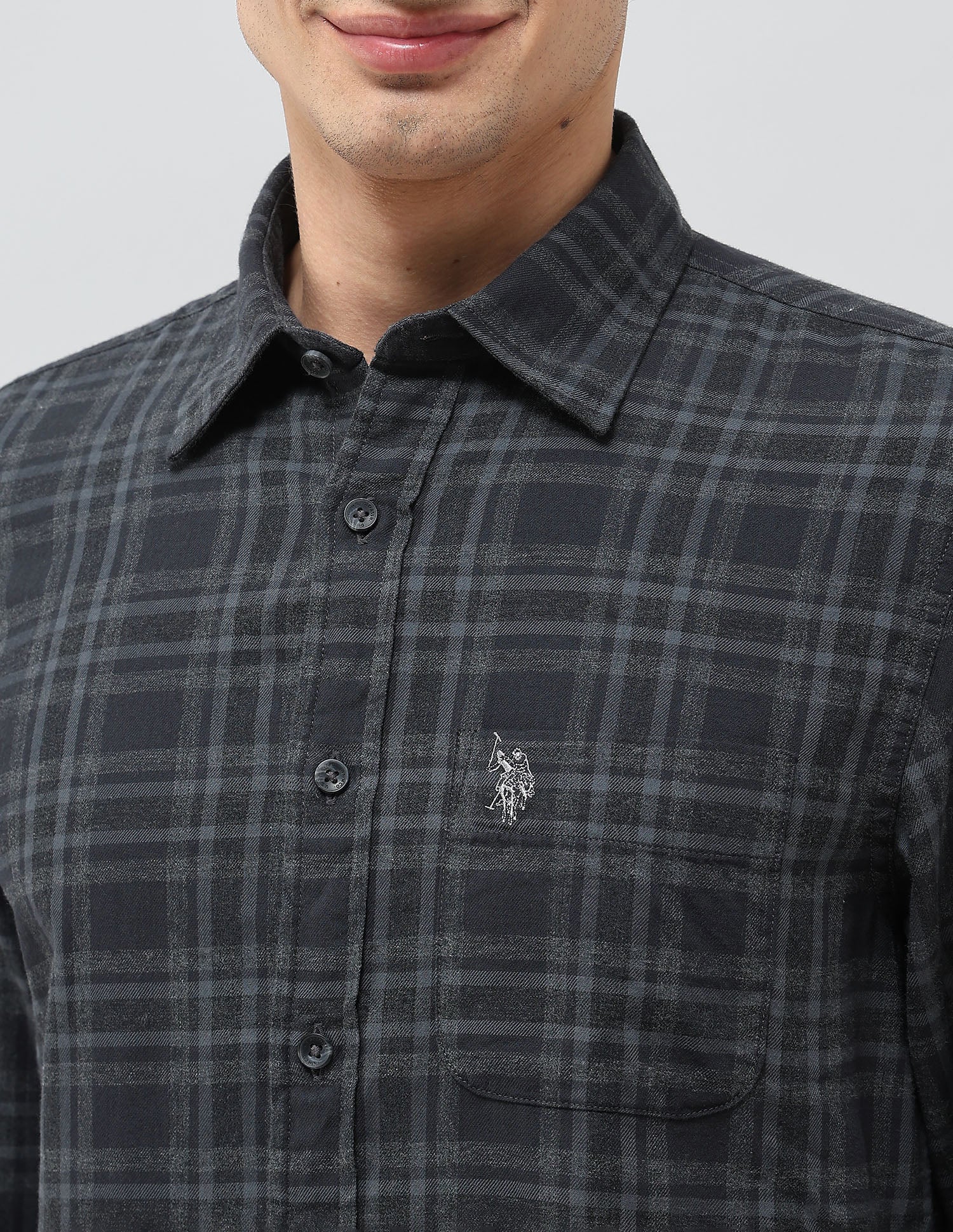 Tartan Checked Regular Fit Shirt Dark Grey - U.S. Polo Assn. India | Large