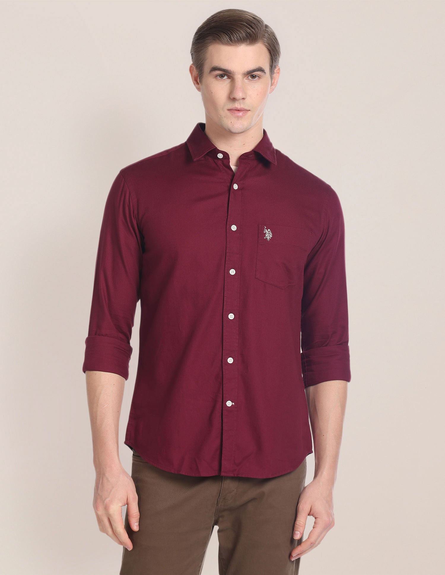 Solid Cotton Casual Shirt