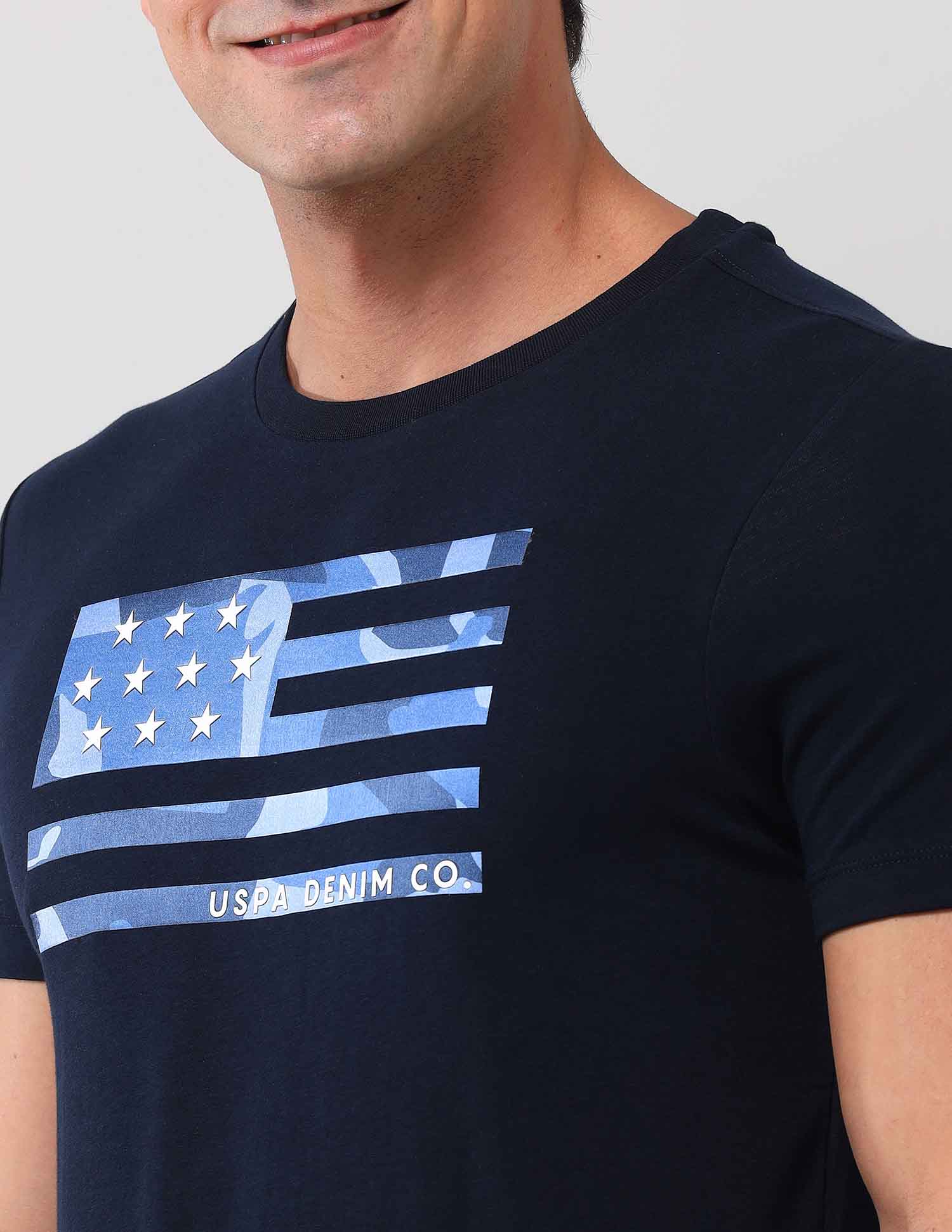 Brand Printed Muscle Fit T-Shirt Navy - U.S. POLO ASSN. | Large