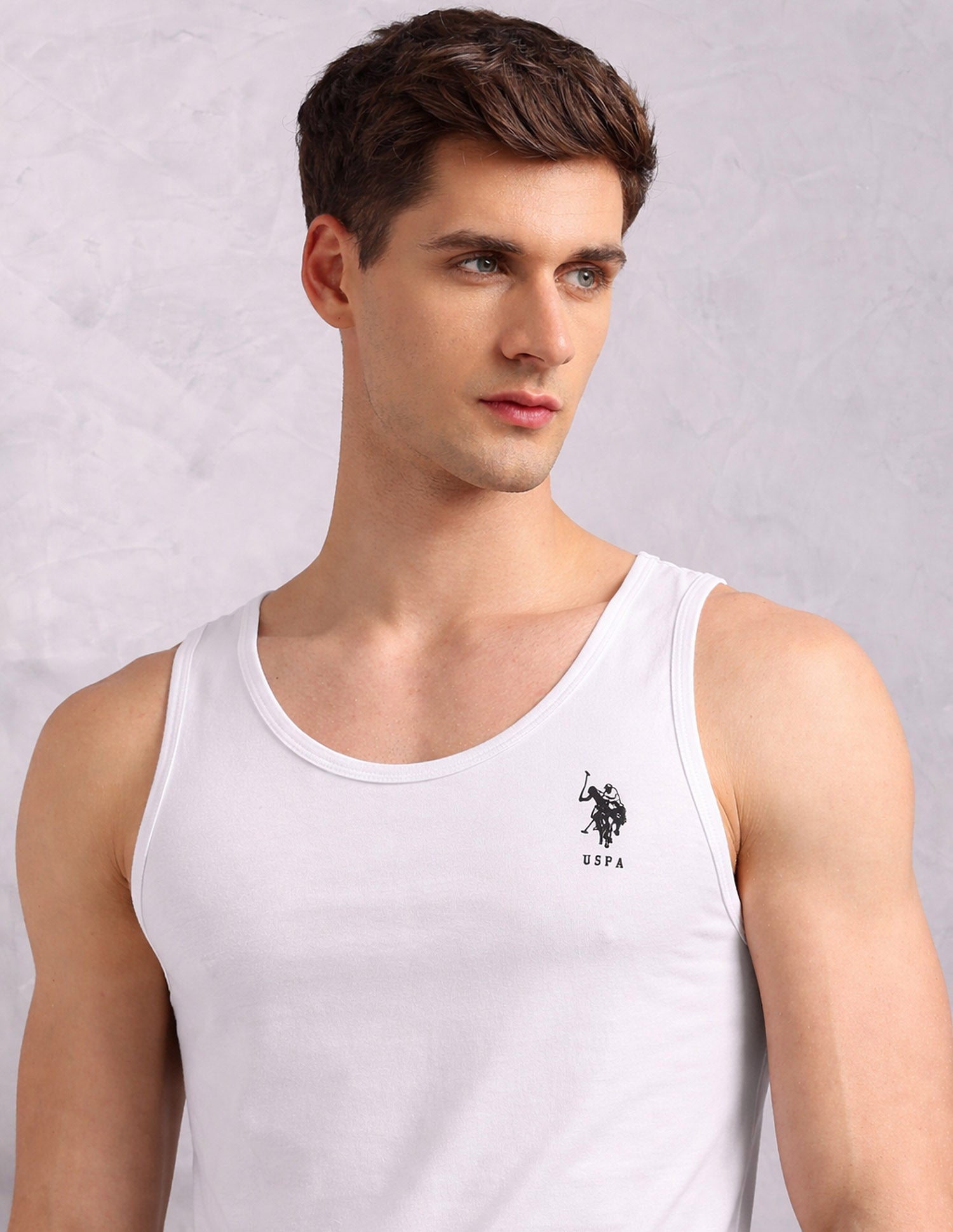 Moisture Absorbent Stretch Fit AV001 Vest - Pack Of 1 White - U.S. Polo Assn. India | Large