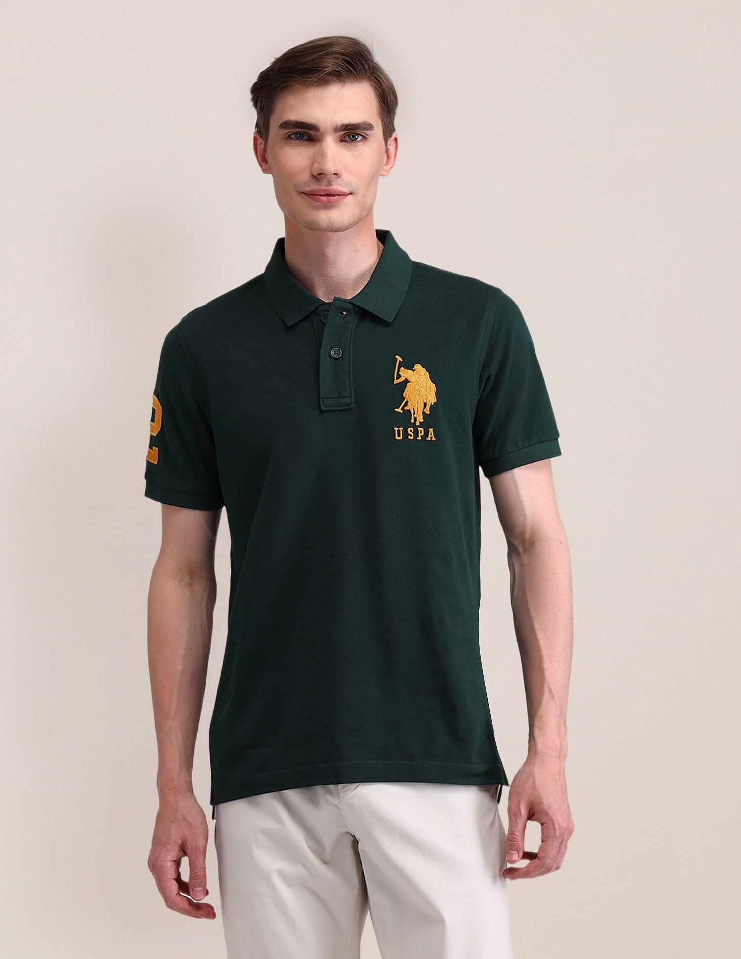 Solid Slim Fit Polo Shirt Olive - U.S. POLO ASSN. | Large