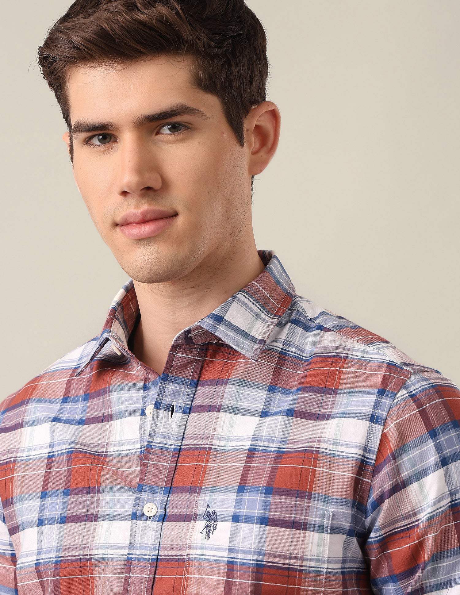 Tartan Checked Oxford Shirt Rust - U.S. Polo Assn. India | Large