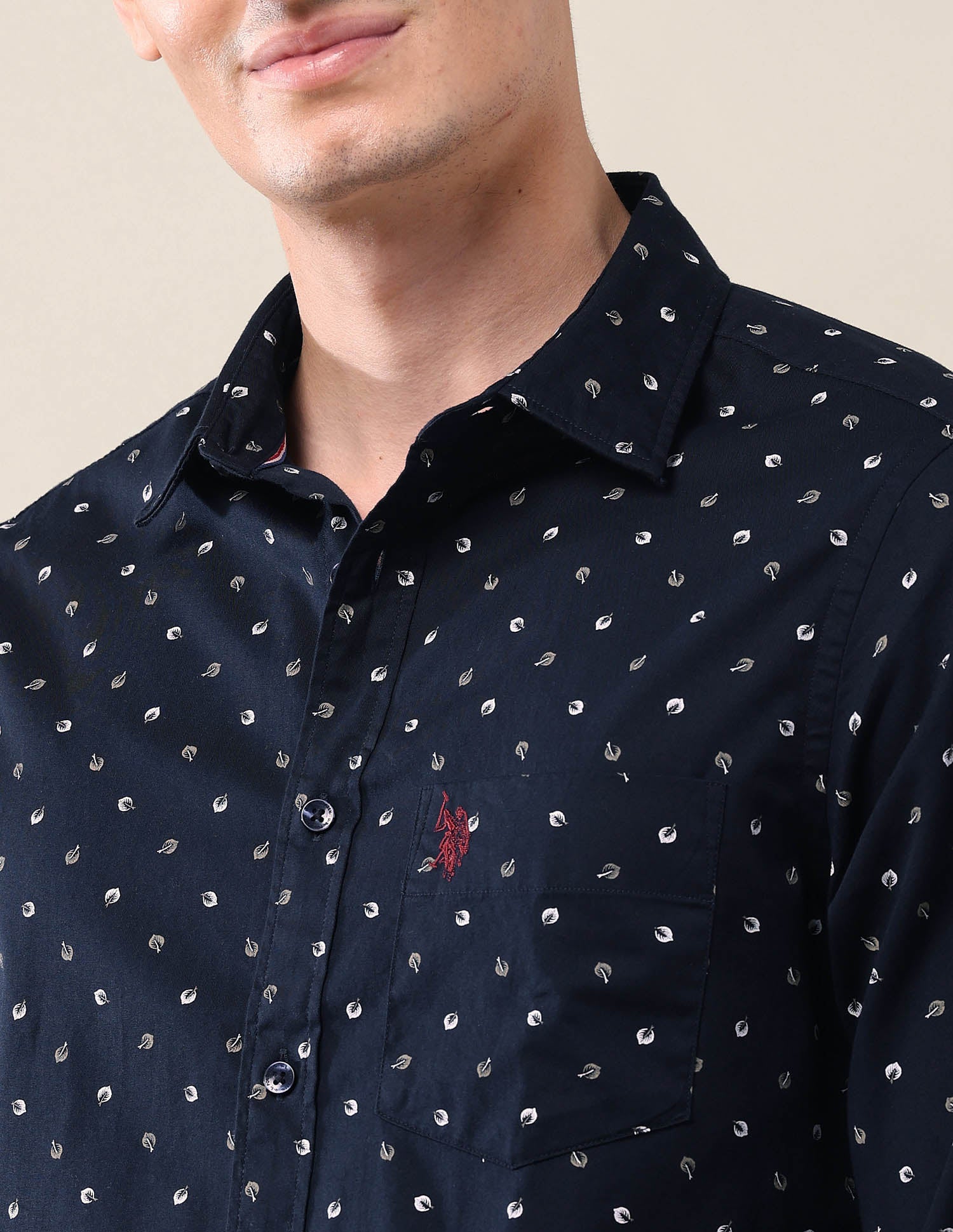 All-Over Printed Tailored Fit Shirt Navy - U.S. Polo Assn. India | Large
