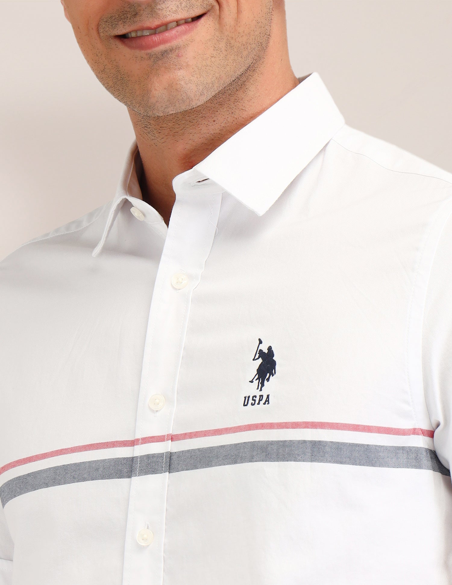 Horizontal Striped Regular Fit Shirt White - U.S. POLO ASSN. | Large