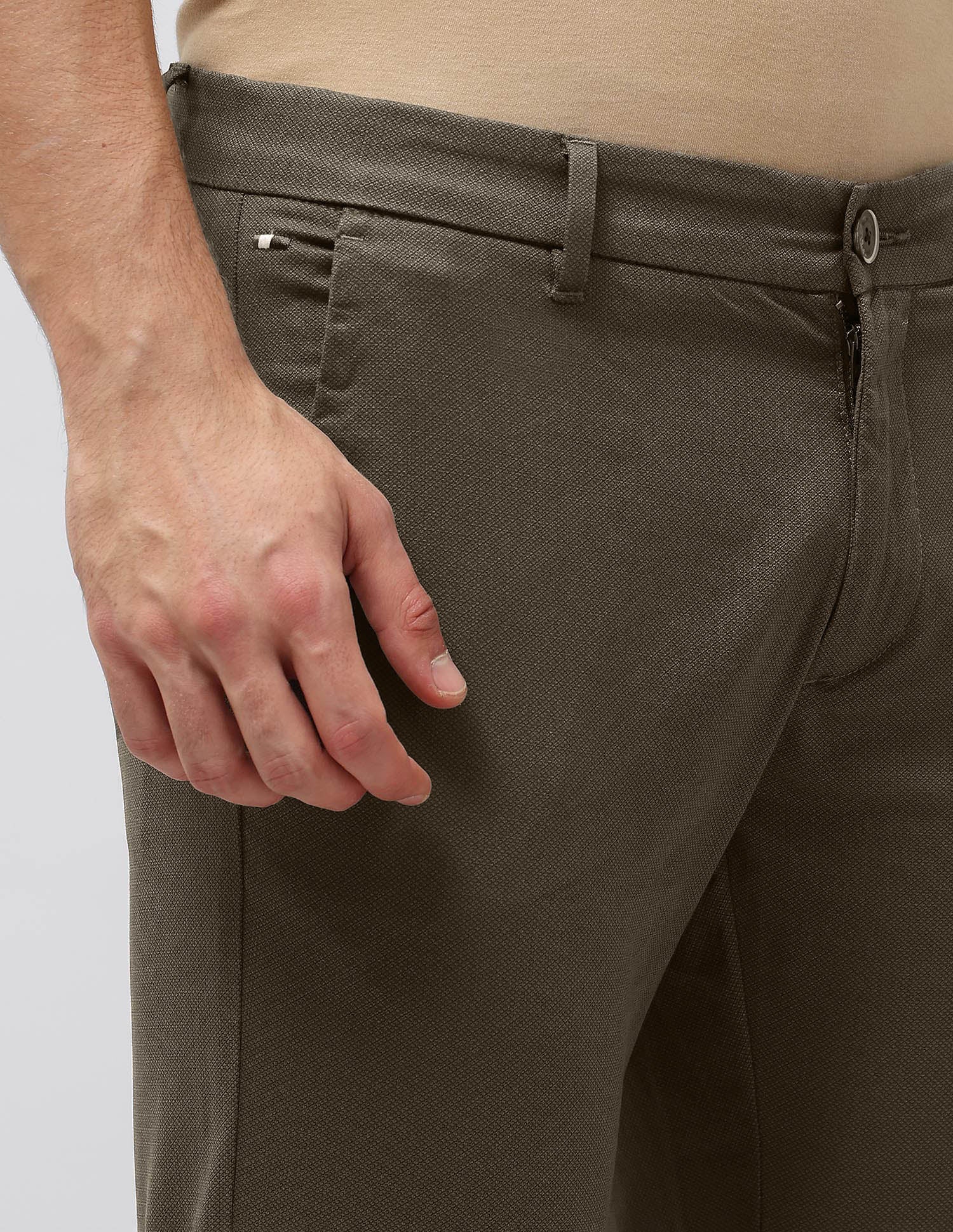 Slim Fit Textured Trousers Olive - U.S. POLO ASSN. | Large