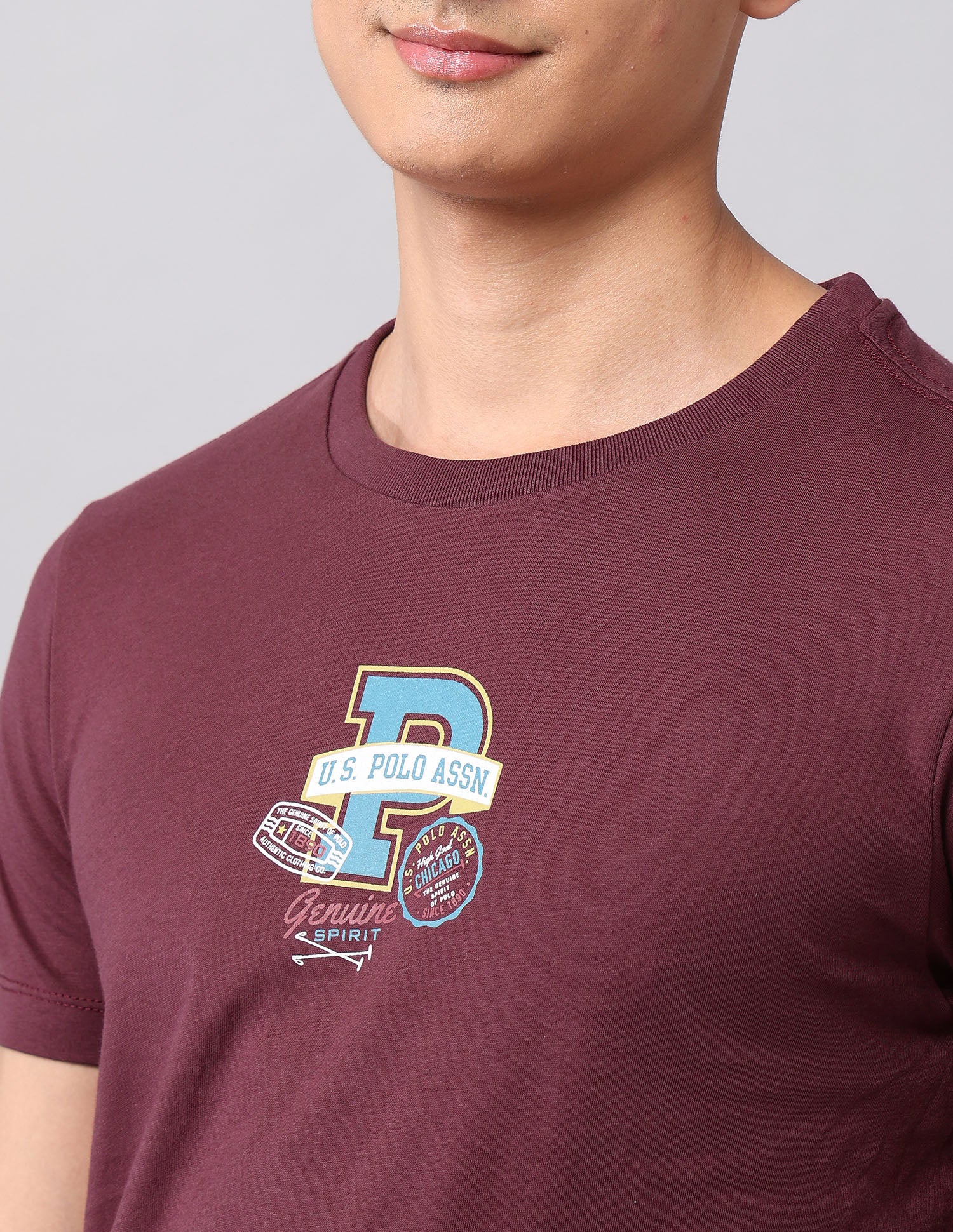 Graphic Printed Pure Cotton T-Shirt Maroon - U.S. POLO ASSN. | Large