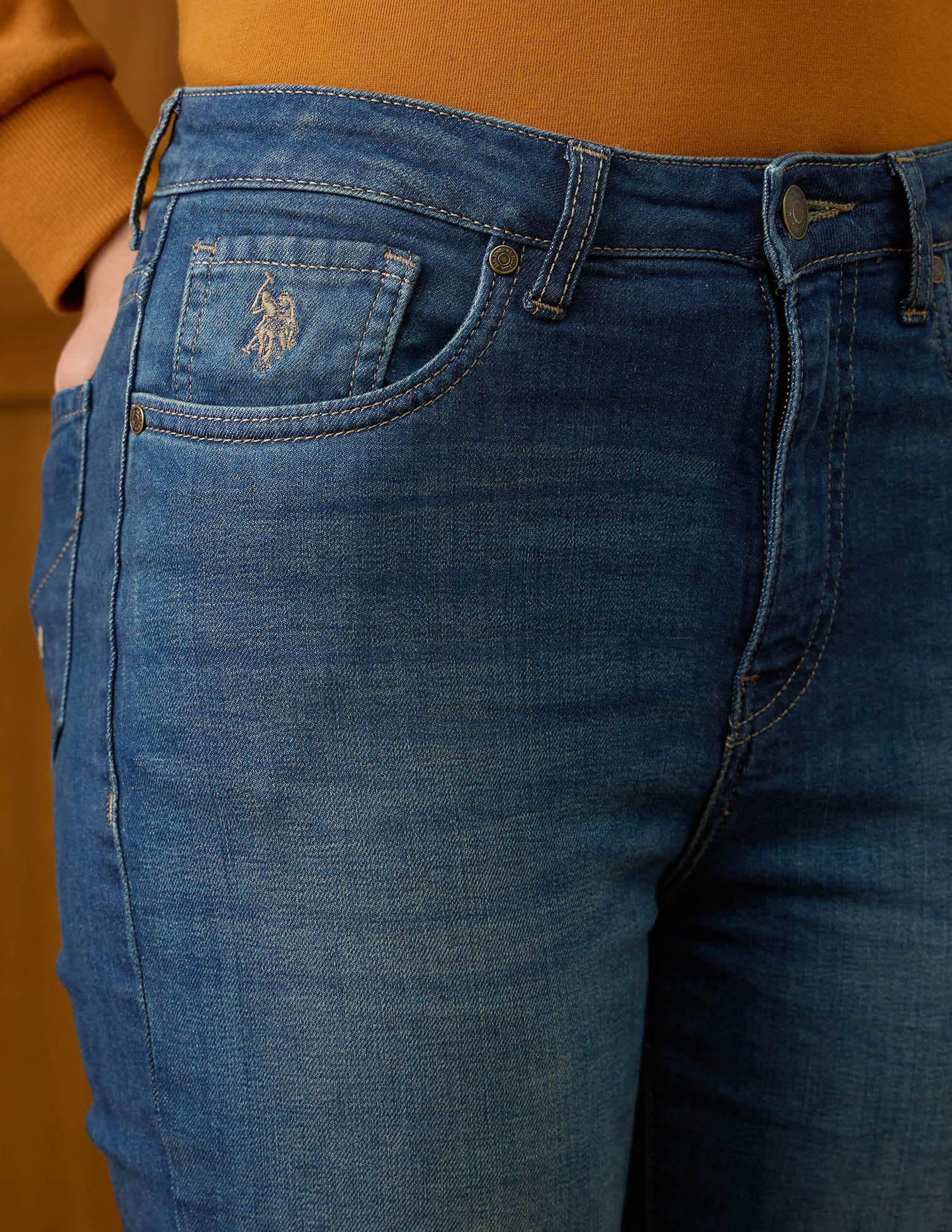 High Rise Extreme Flare Fit Jeans Blue - U.S. POLO ASSN. | Large