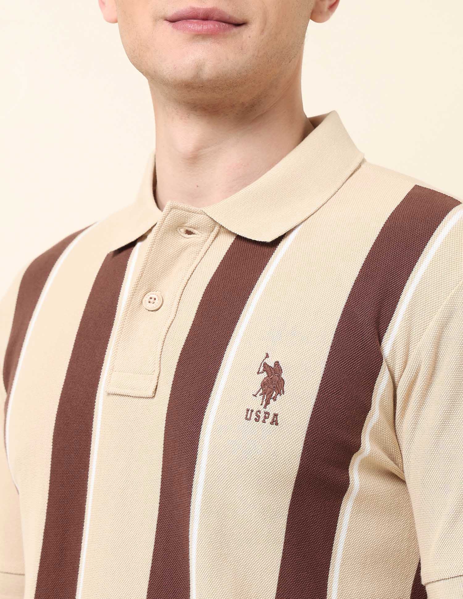 Vertical Striped Classic Polo Shirt Beige - U.S. Polo Assn. India | Large
