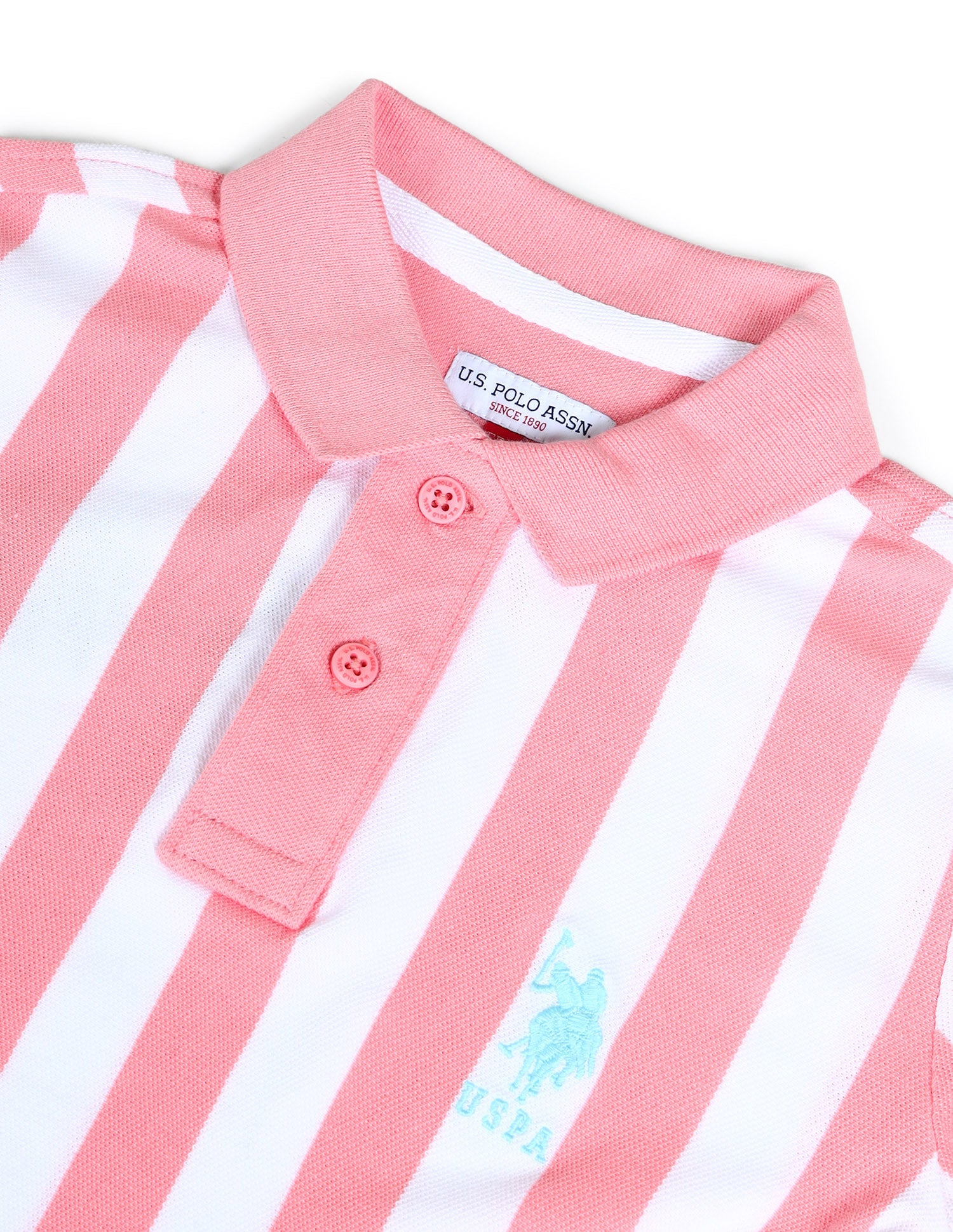 Boys Vertical Striped Regular Fit Polo Shirts Light Pink - U.S. POLO ASSN. | Large