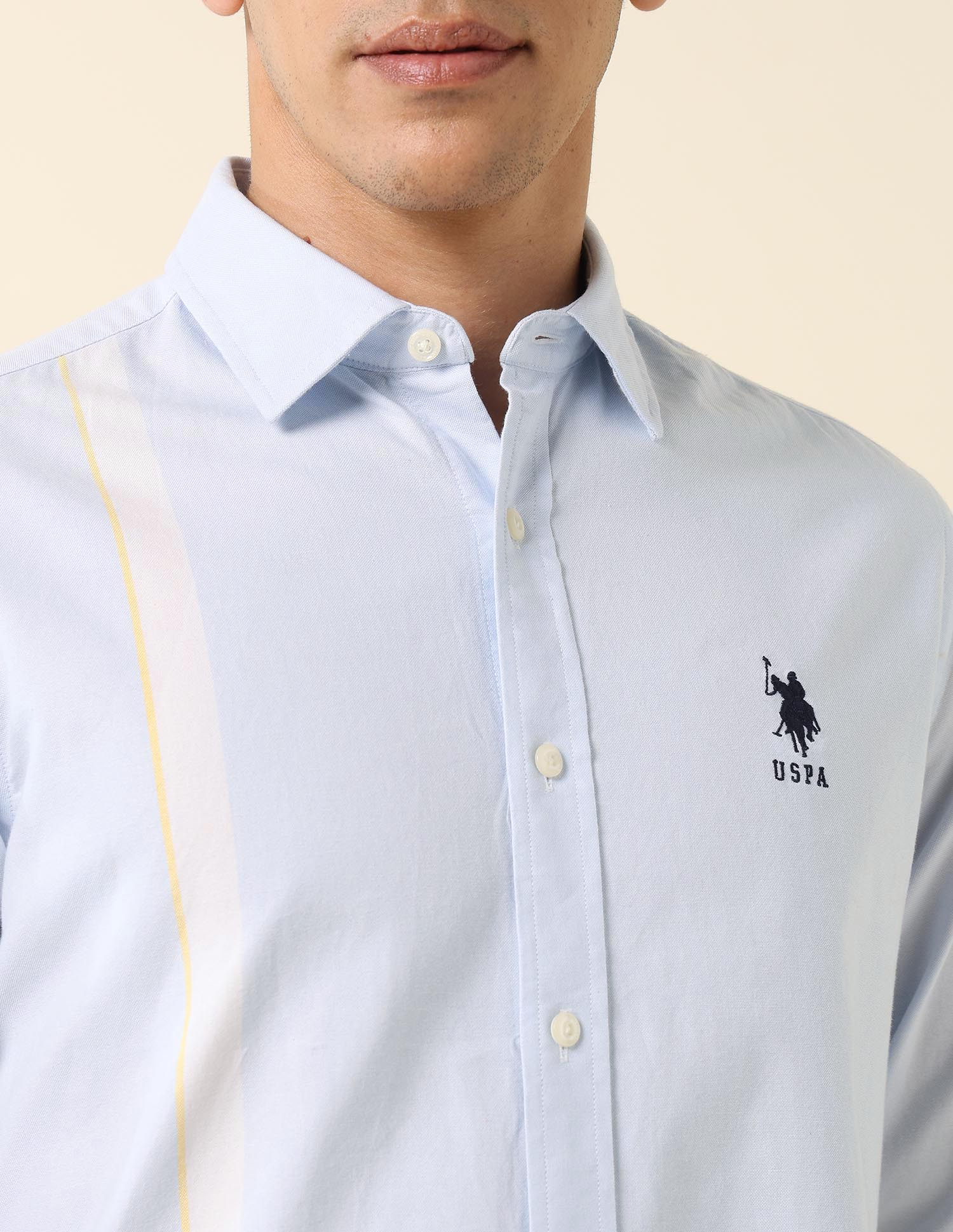 Pure Cotton Vertical Striped Shirt Light Blue - U.S. POLO ASSN. | Large