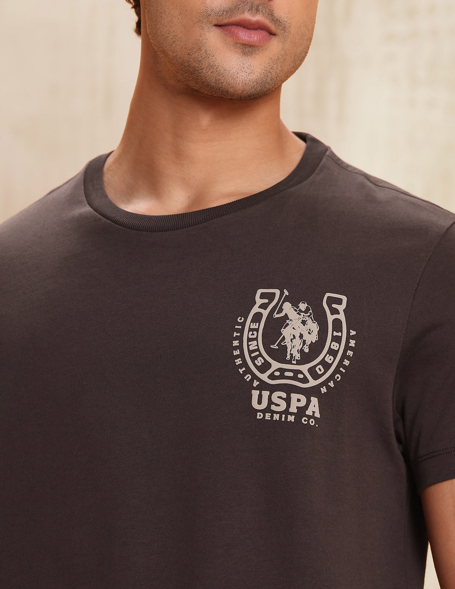 Pure Cotton Brand Printed T-Shirt Dark Brown - U.S. POLO ASSN. | Large
