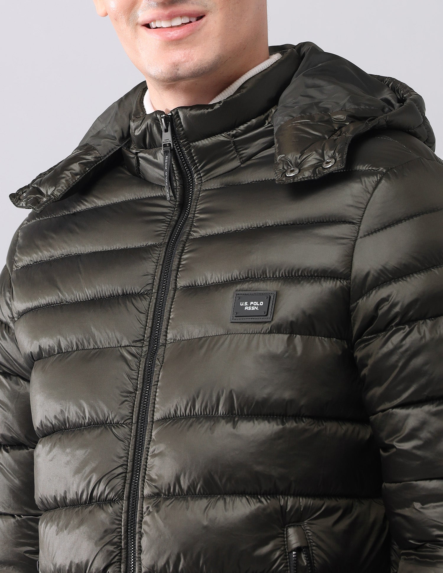 Solid Regular Fit Jacket Olive - U.S. Polo Assn. India | Large