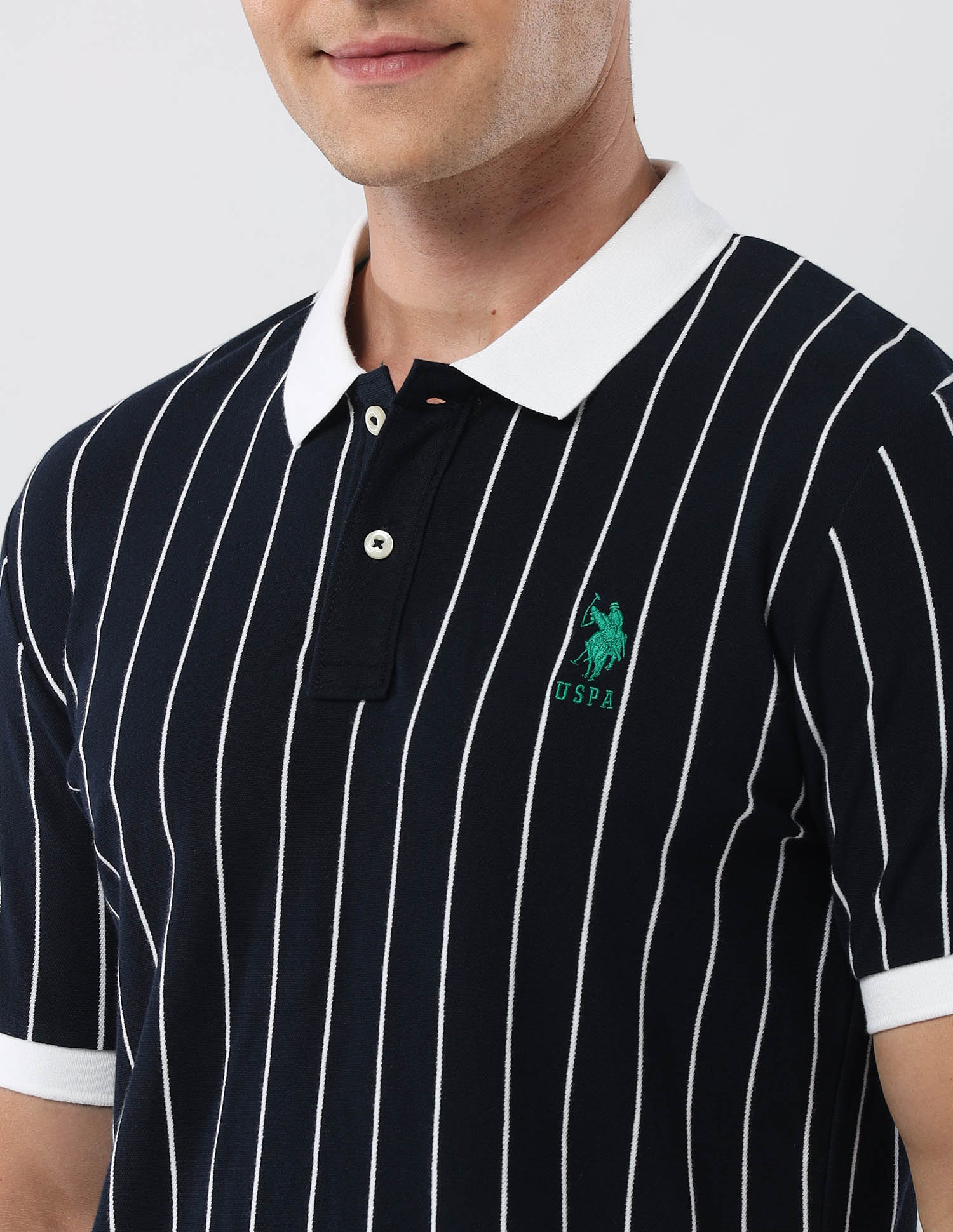 Vertical Striped 135 Anniversary Polo Shirt Navy - U.S. Polo Assn. India | Large
