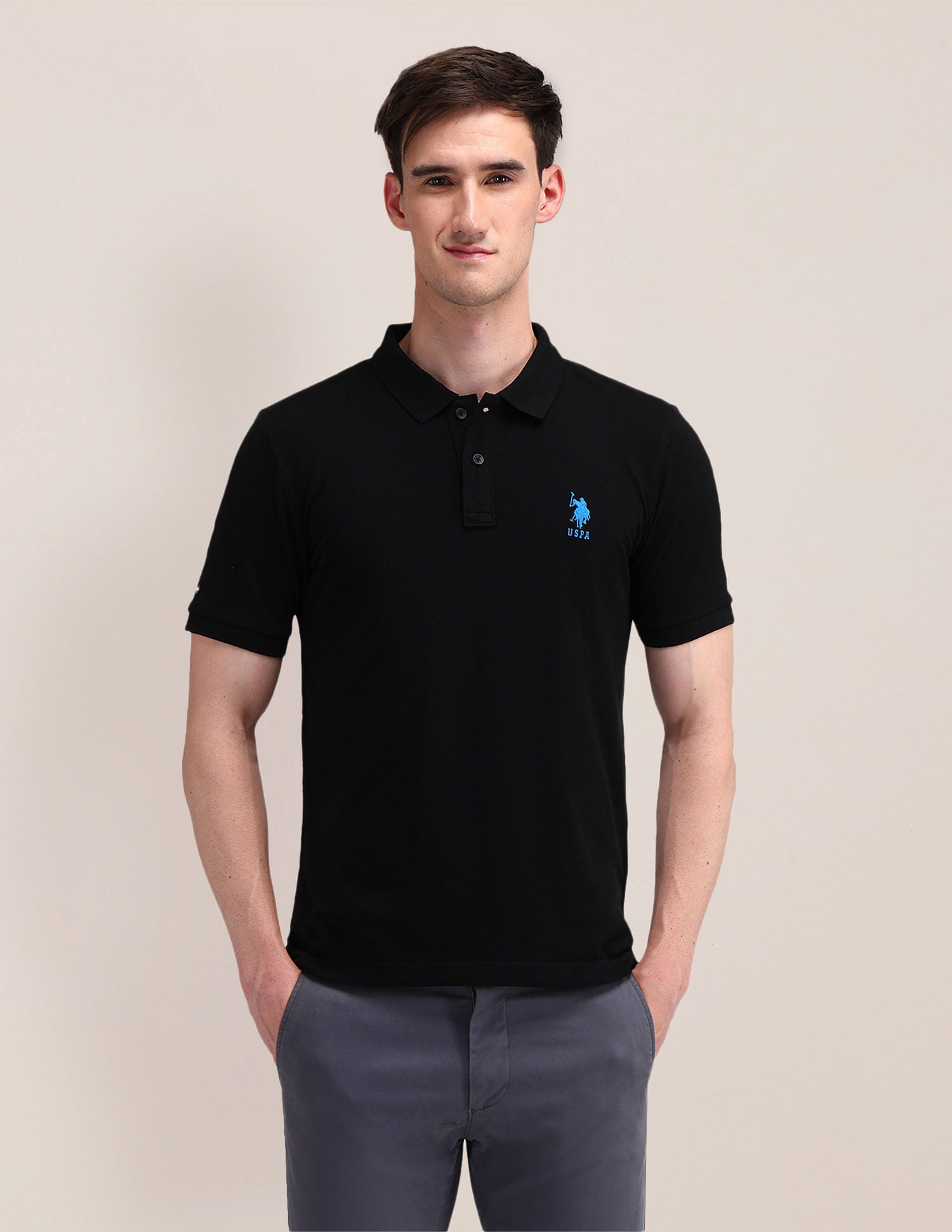 Solid Slim Fit Polo Shirt Black - U.S. POLO ASSN. | Large