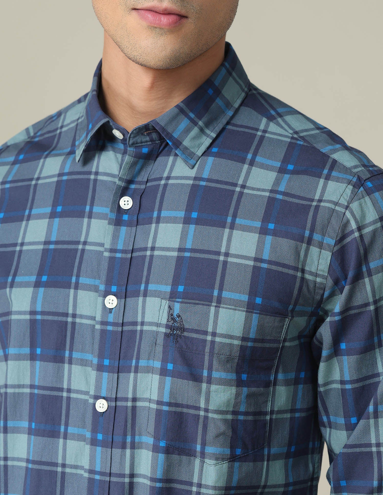 Tartan Check Cotton Shirt Navy - U.S. POLO ASSN. | Large