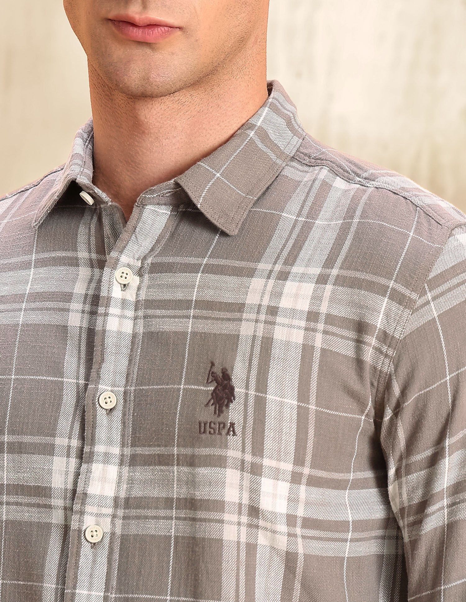 Tartan Checked Legend Of Horseshoe Shirt Mauve - U.S. POLO ASSN. | Large