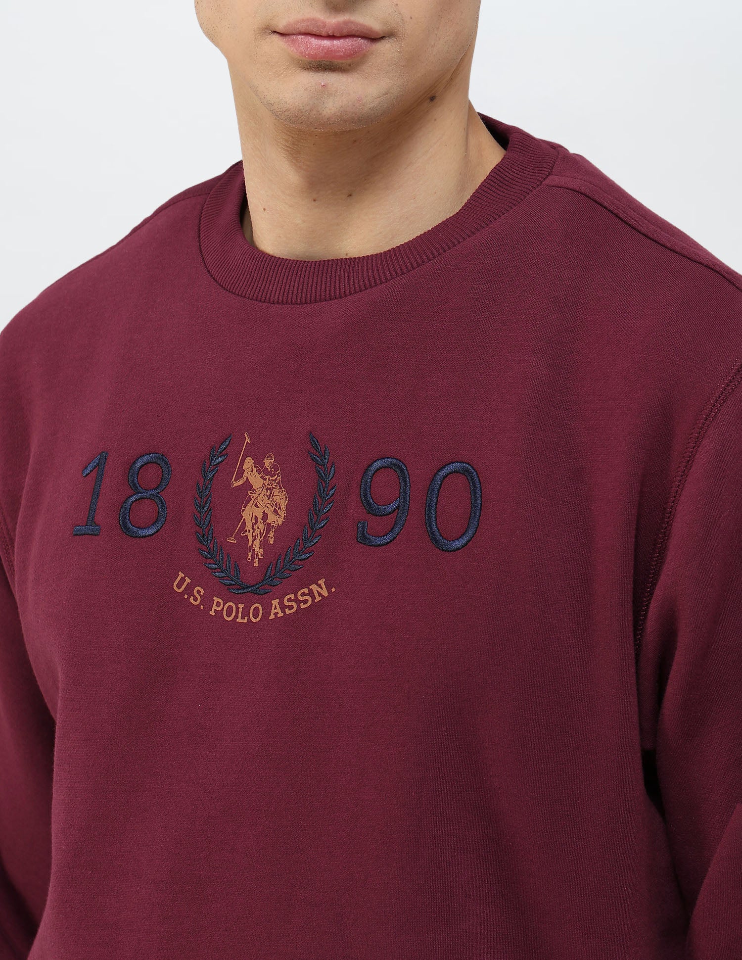 Numeric Brand Embroidered Regular Fit Sweatshirt Maroon - U.S. POLO ASSN. | Large