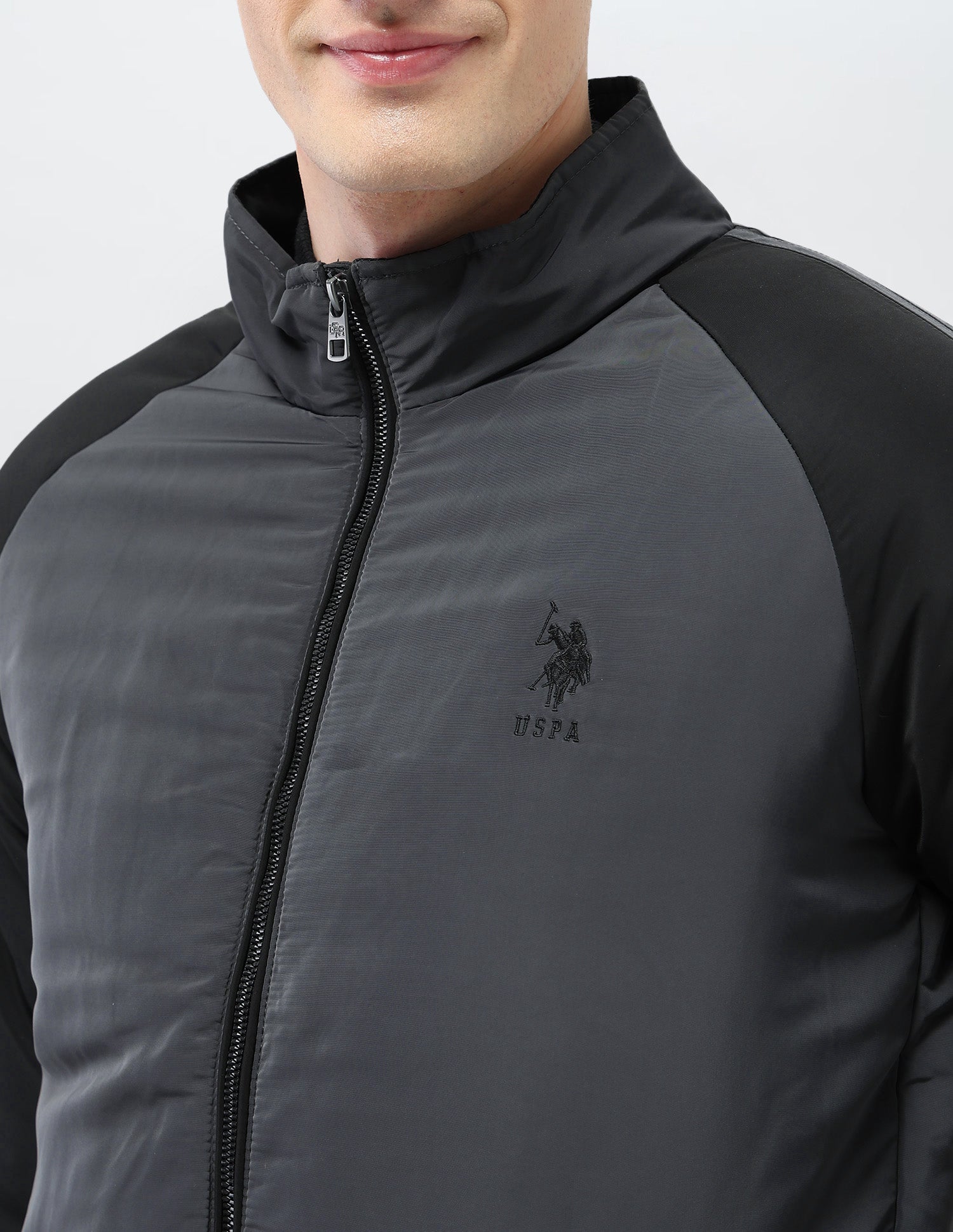 Colour Blocked Regular Fit Puffer Jacket Grey - U.S. Polo Assn. India | Large