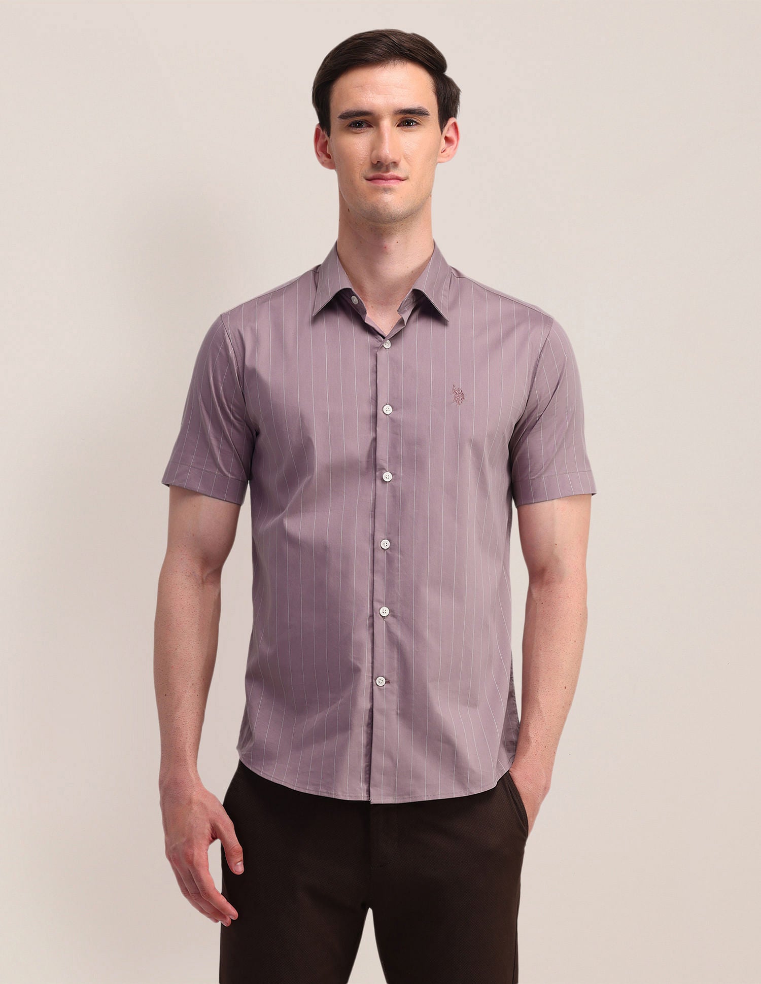 Vertical Striped Twill Weave Shirt Pink - U.S. Polo Assn. India | Large