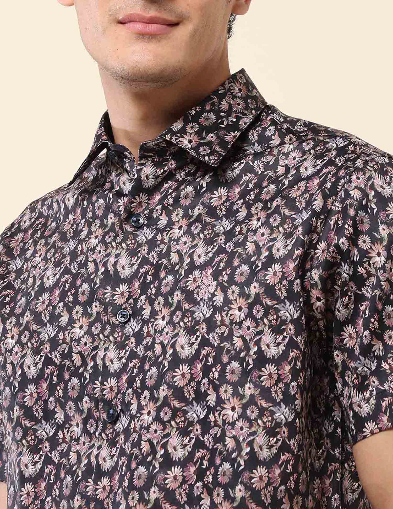Floral Printed Pure Cotton Shirt Light Navy - U.S. Polo Assn. India | Large