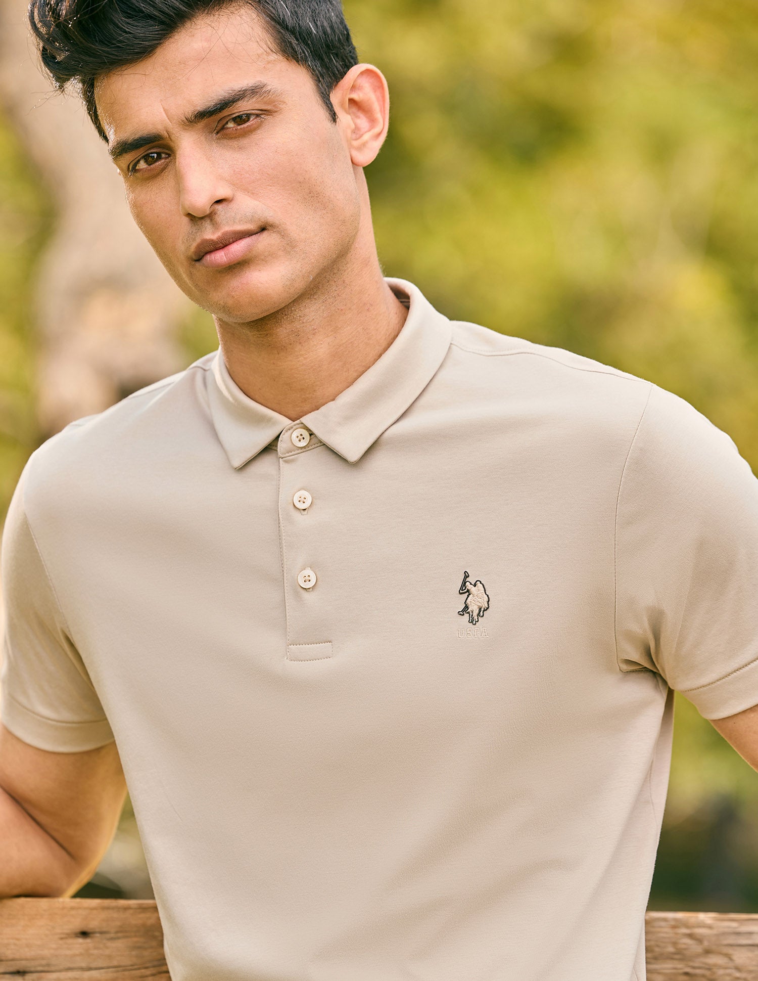 Pacho X Slim Fit Solid Polo Shirt Beige - U.S. POLO ASSN. | Large