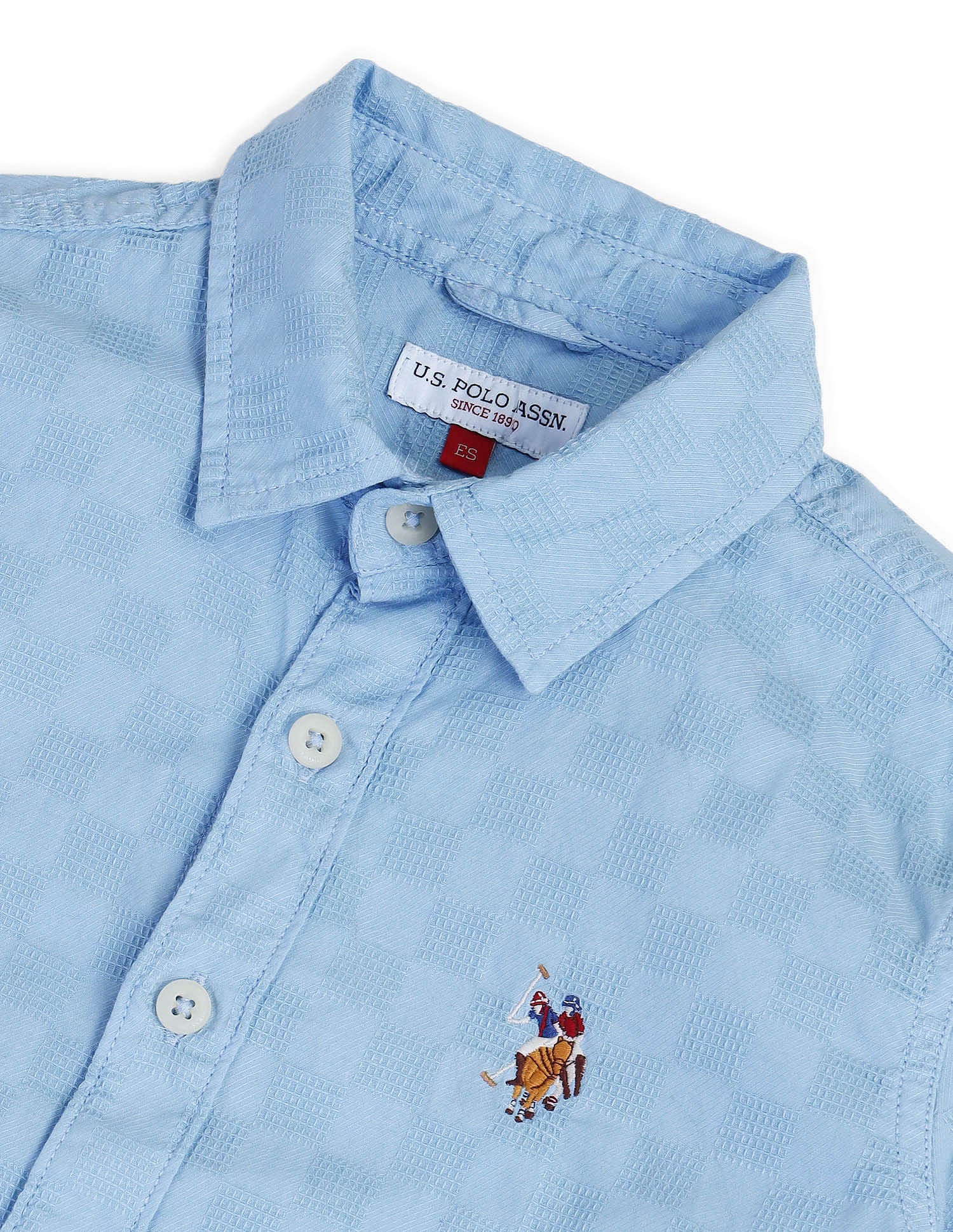 Boys Regular Fit Twill Shirt Light Blue - U.S. Polo Assn. India | Large