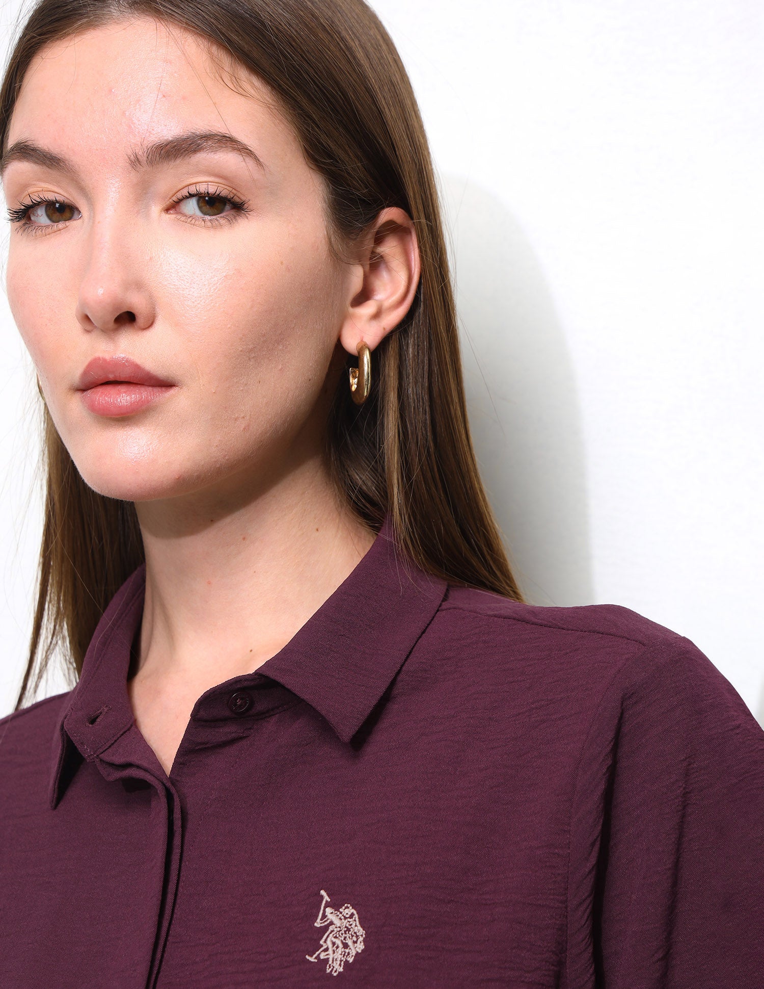 Textured Regular Fit Shirt Maroon - U.S. Polo Assn. India | Large