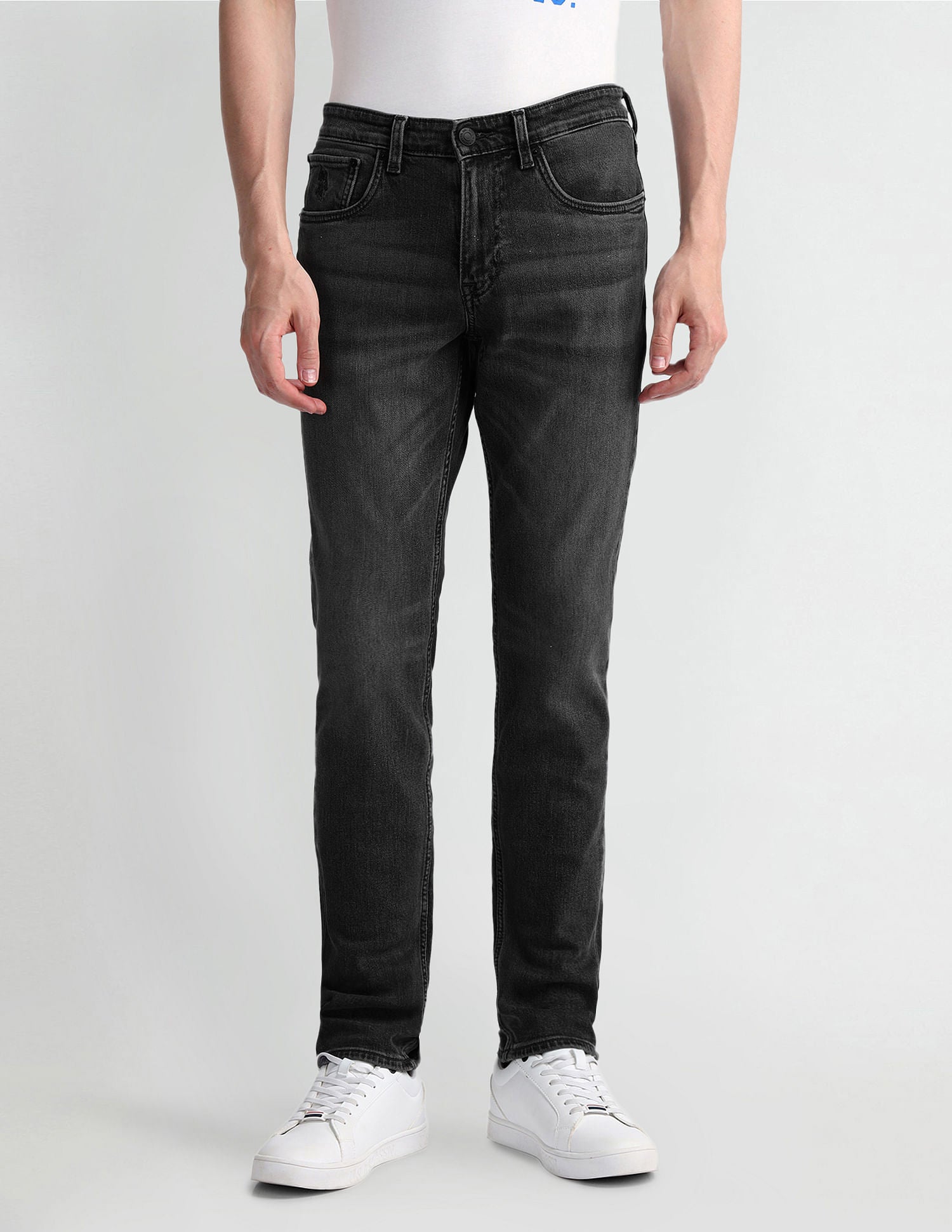 Slim Tapered Fit Grey Jeans Charcoal-Grey - U.S. Polo Assn. India | Large