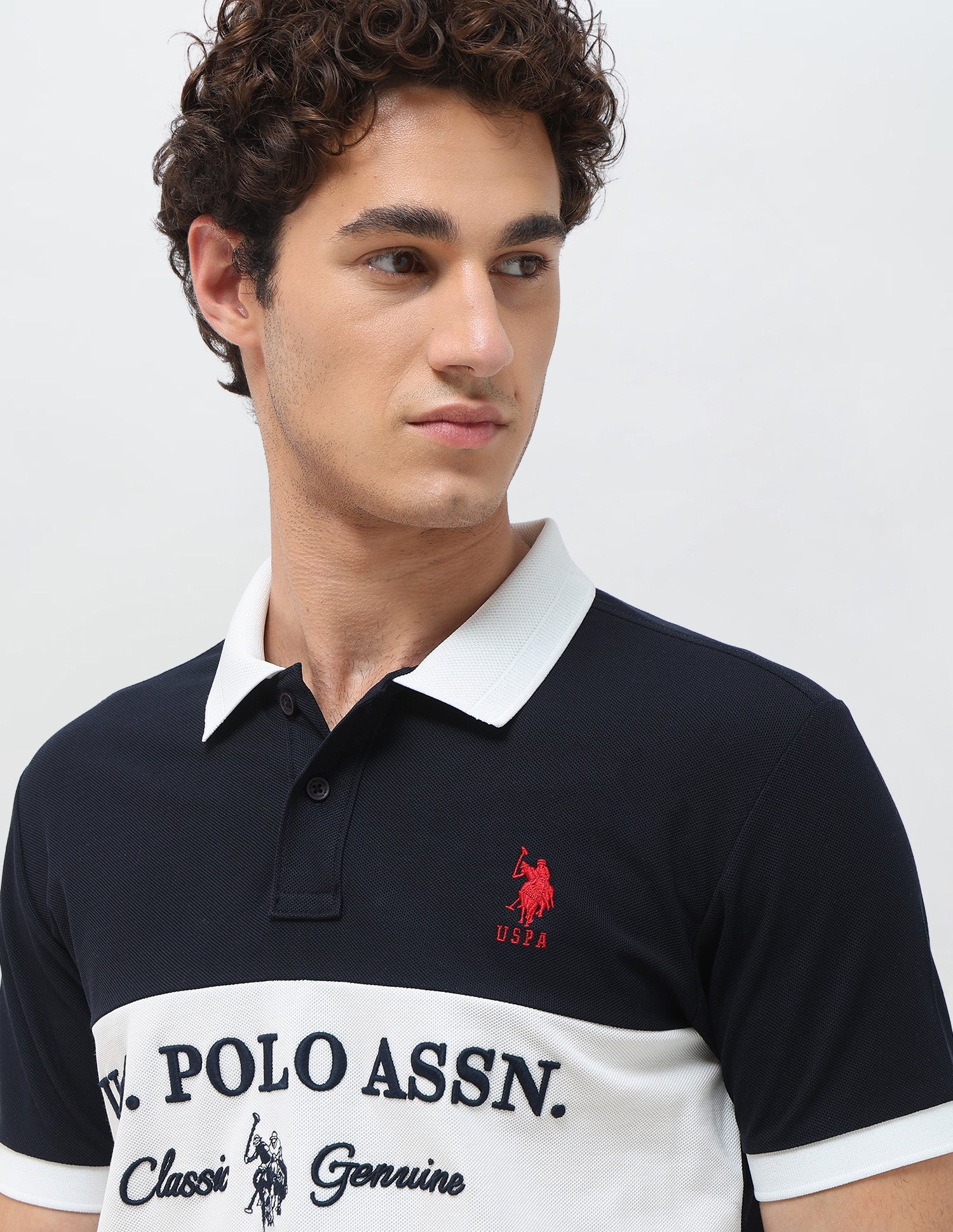 Colorblocked Brand Embroidered Slim Fit Polo Shirt Navy - U.S. Polo Assn. India | Large