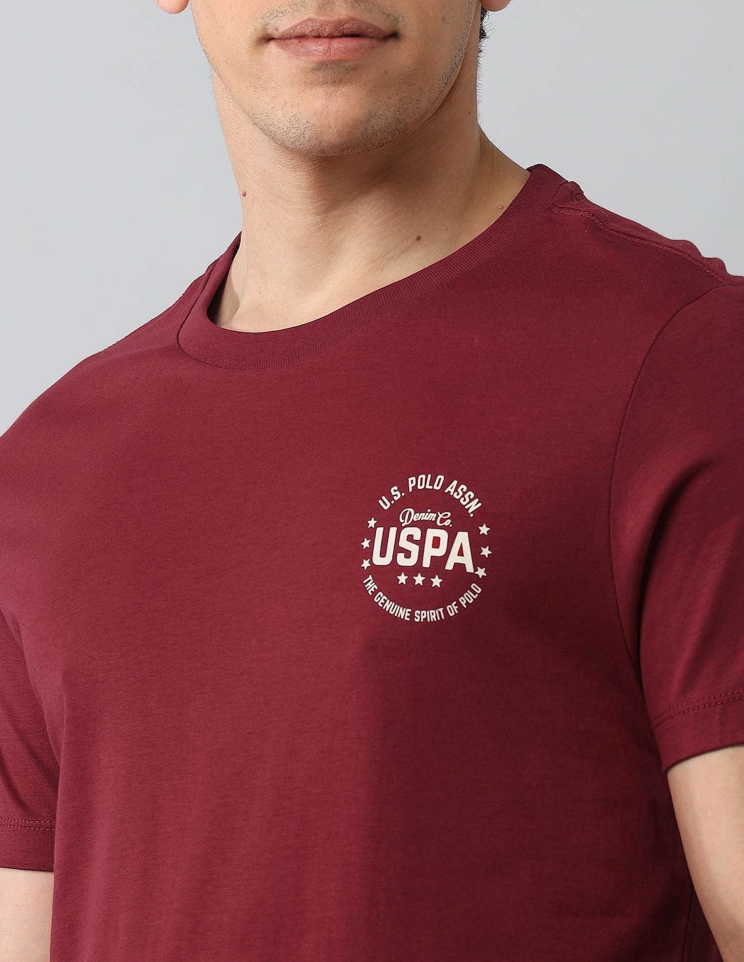 Muscle Fit Brand Printed T-Shirt Wine - U.S. Polo Assn. India | Large