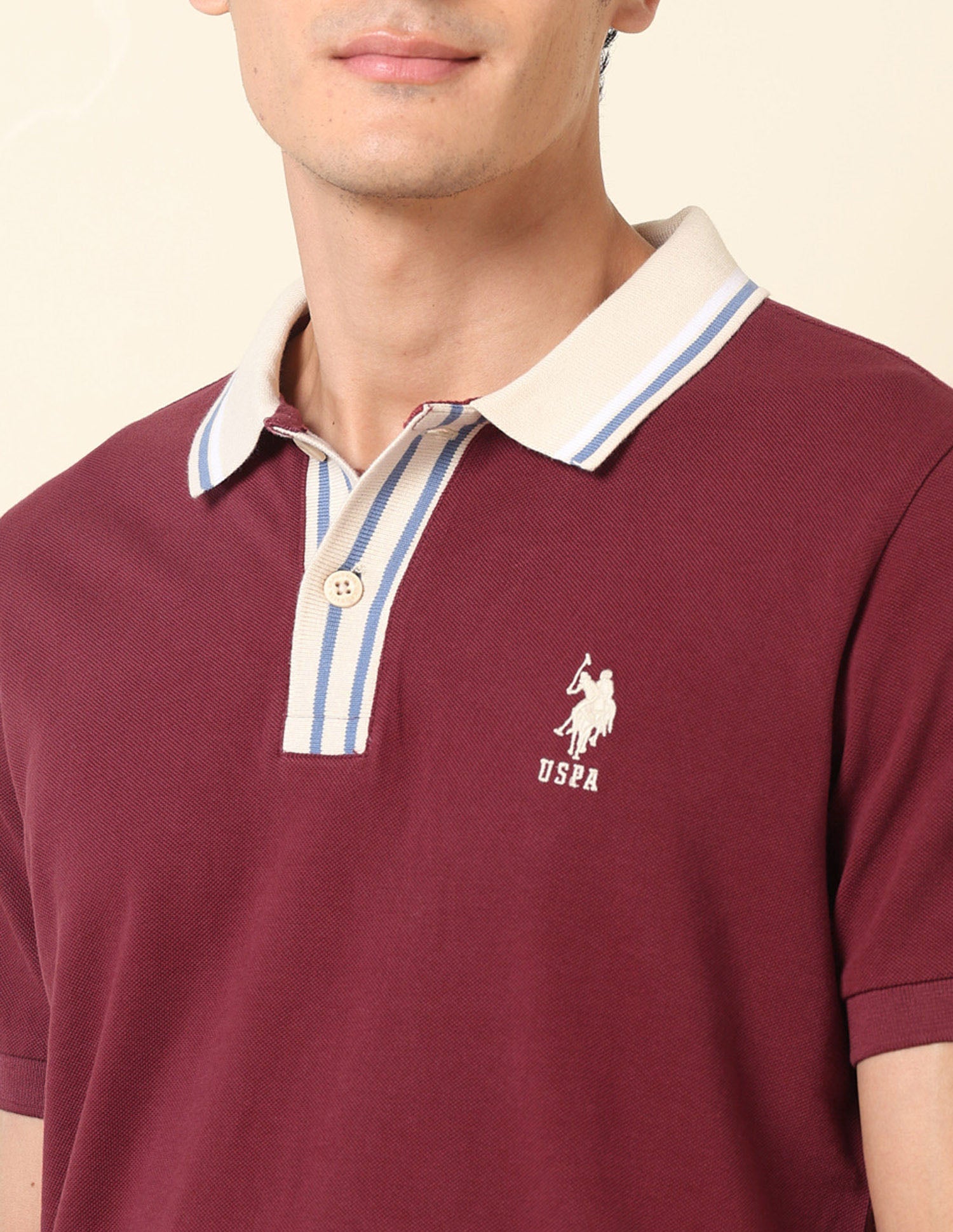 Pure Cotton Slim Fit Classic Polo Shirt Wine - U.S. Polo Assn. India | Large