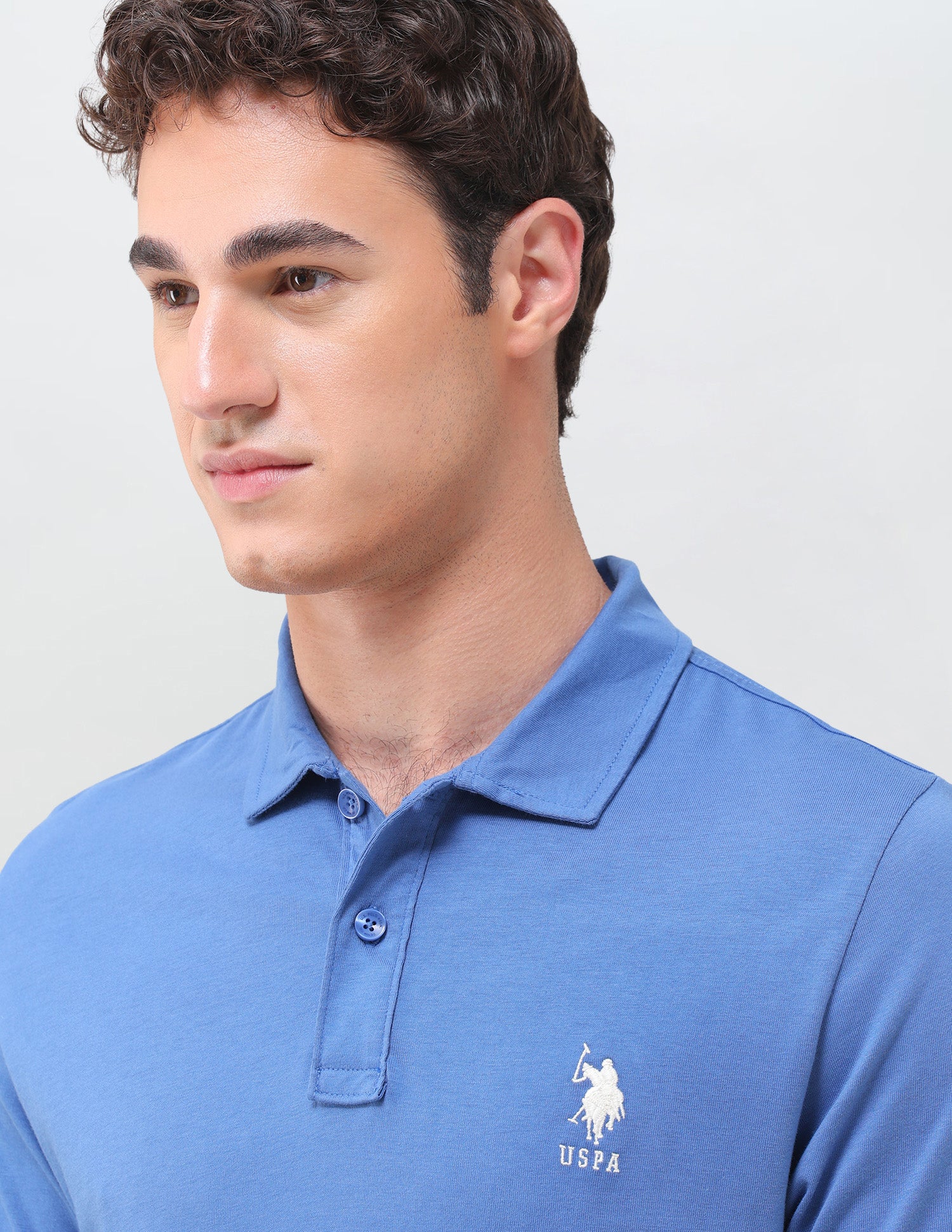 Solid Slim Fit Polo Shirt Dark Blue - U.S. Polo Assn. India | Large
