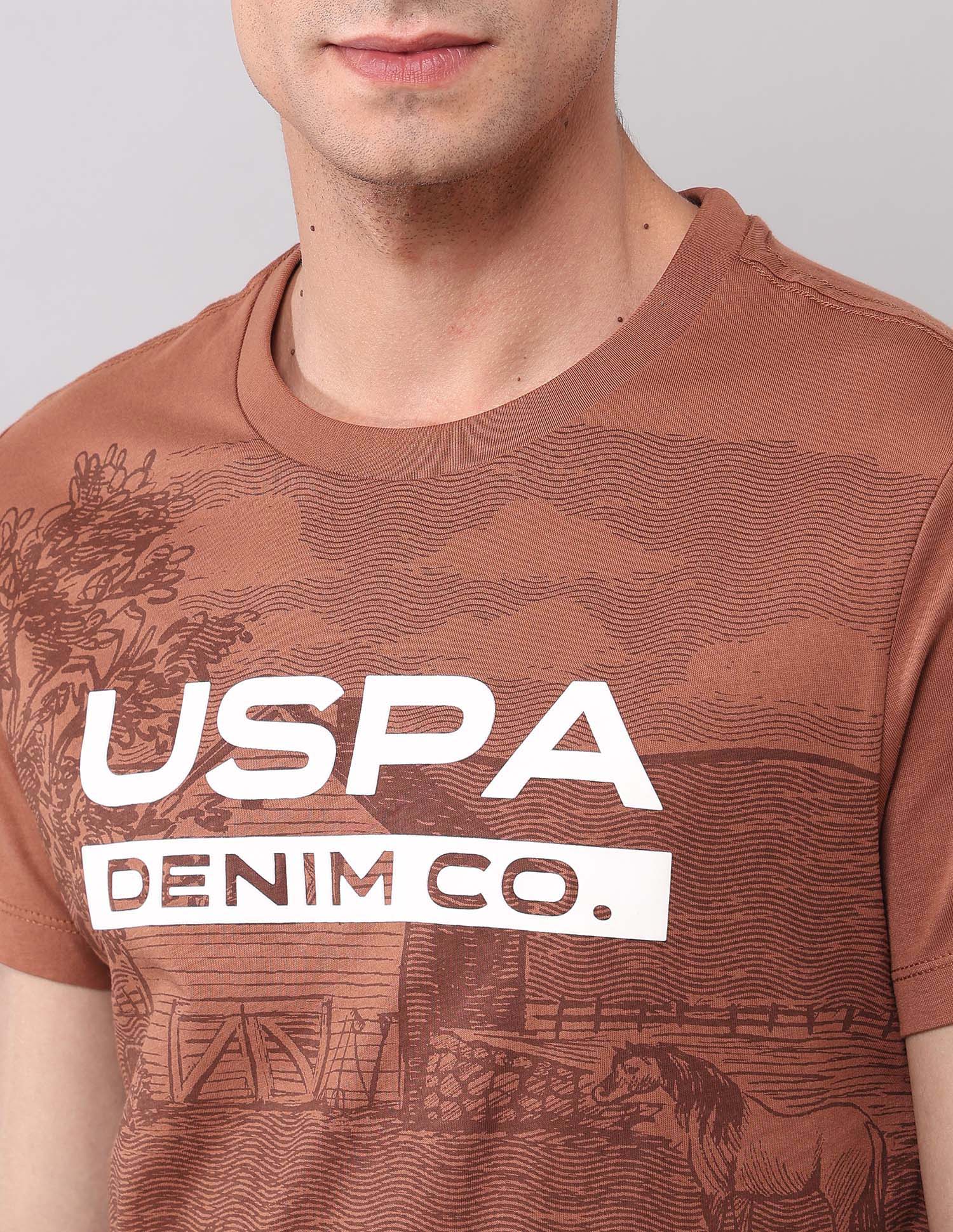Pure Cotton Brand Printed T-Shirt Rust - U.S. Polo Assn. India | Large