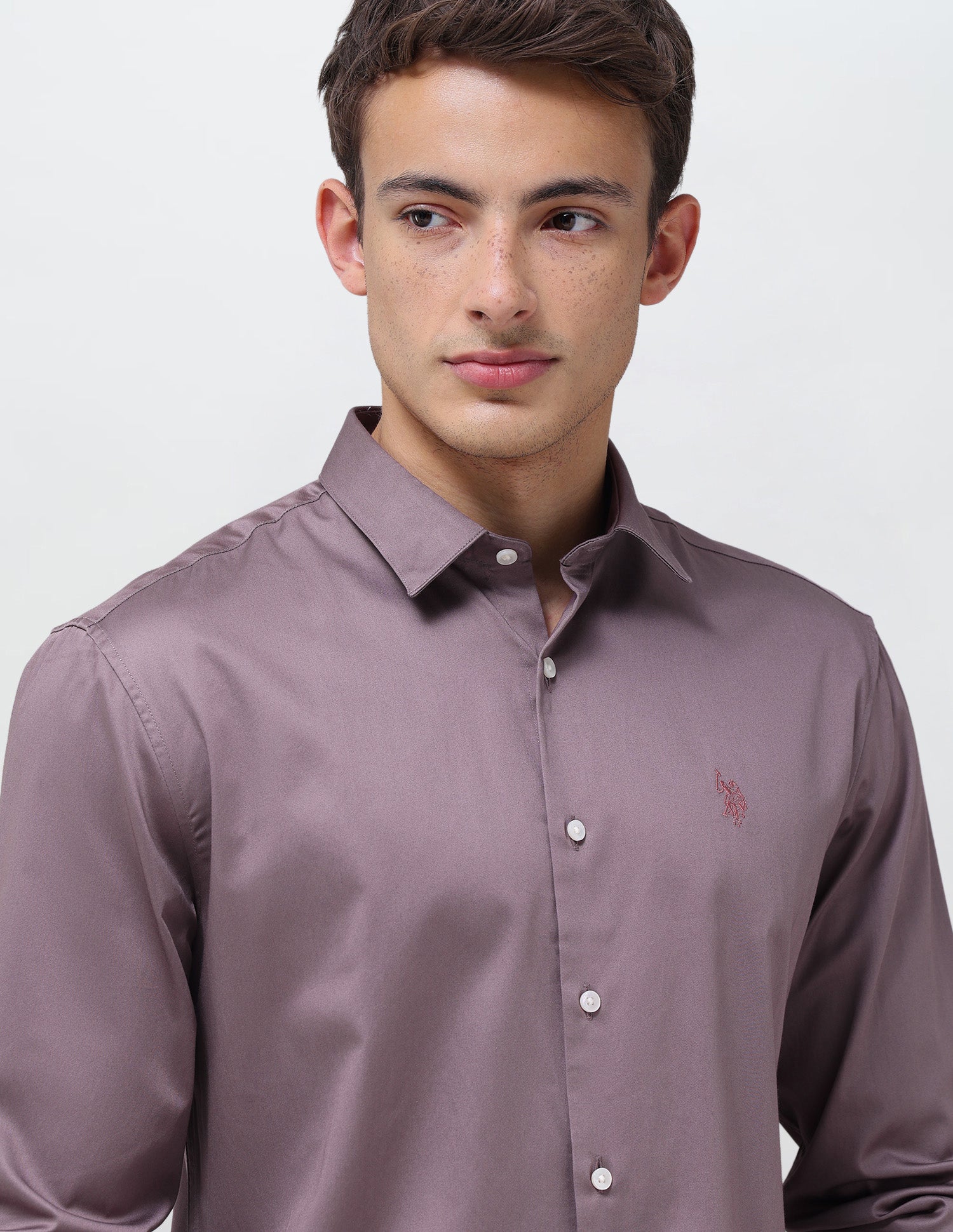 Tailored Fit Satin Shirt Mauve - U.S. Polo Assn. India | Large