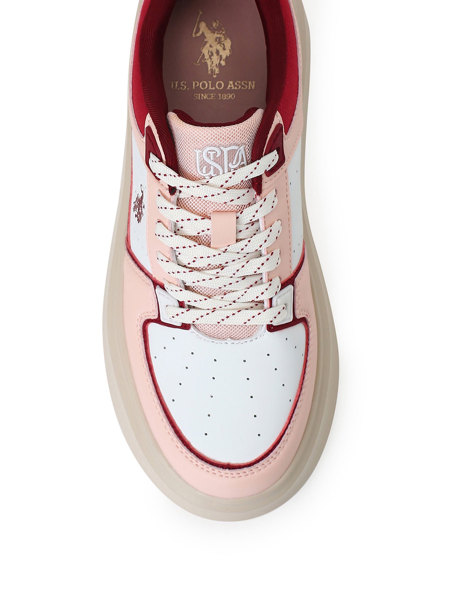 Women Round Toe Colour Block Kai Sneakers Pink - U.S. Polo Assn. India | Large
