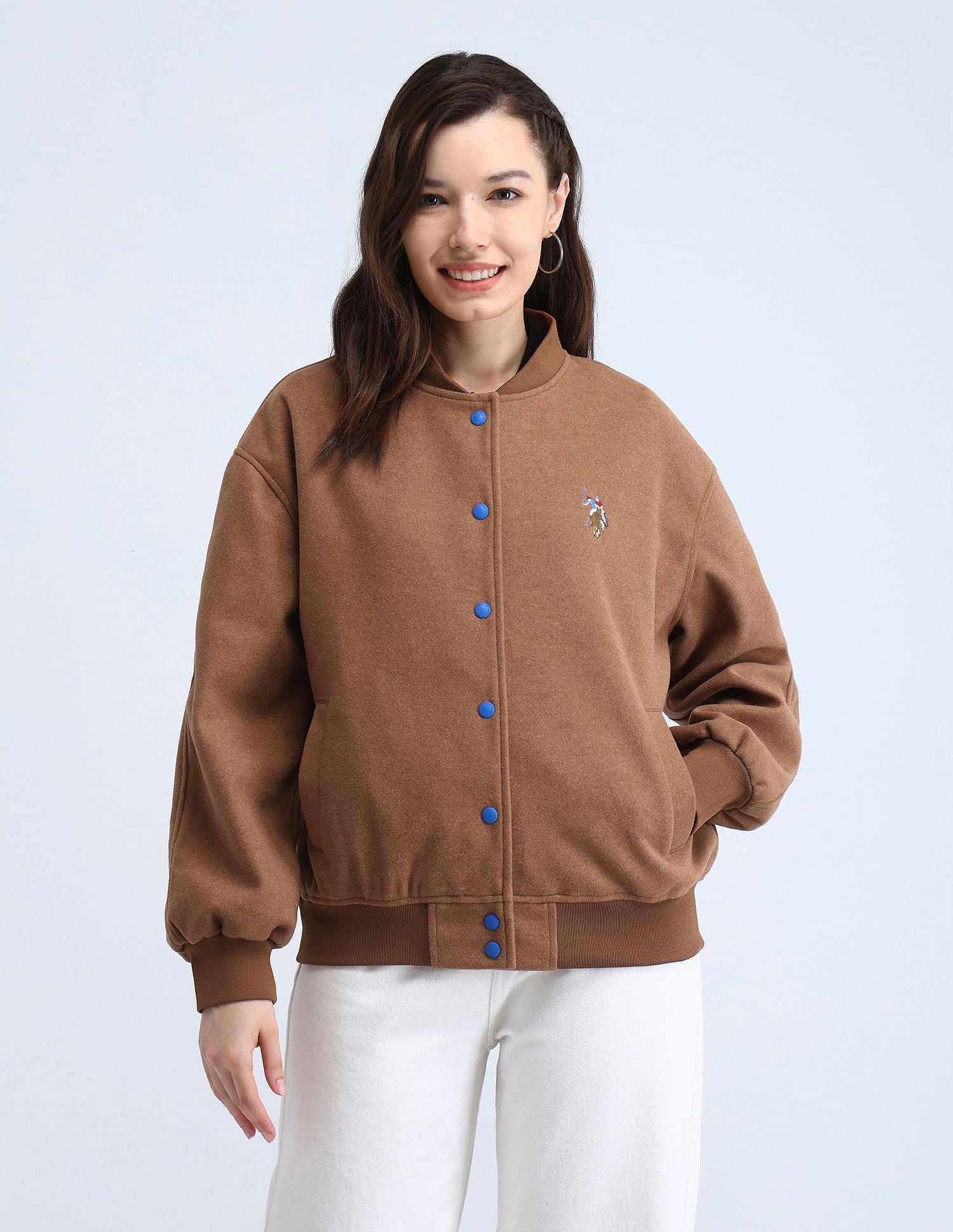 Stand Neck Bomber Jacket Brown - U.S. POLO ASSN. | Large