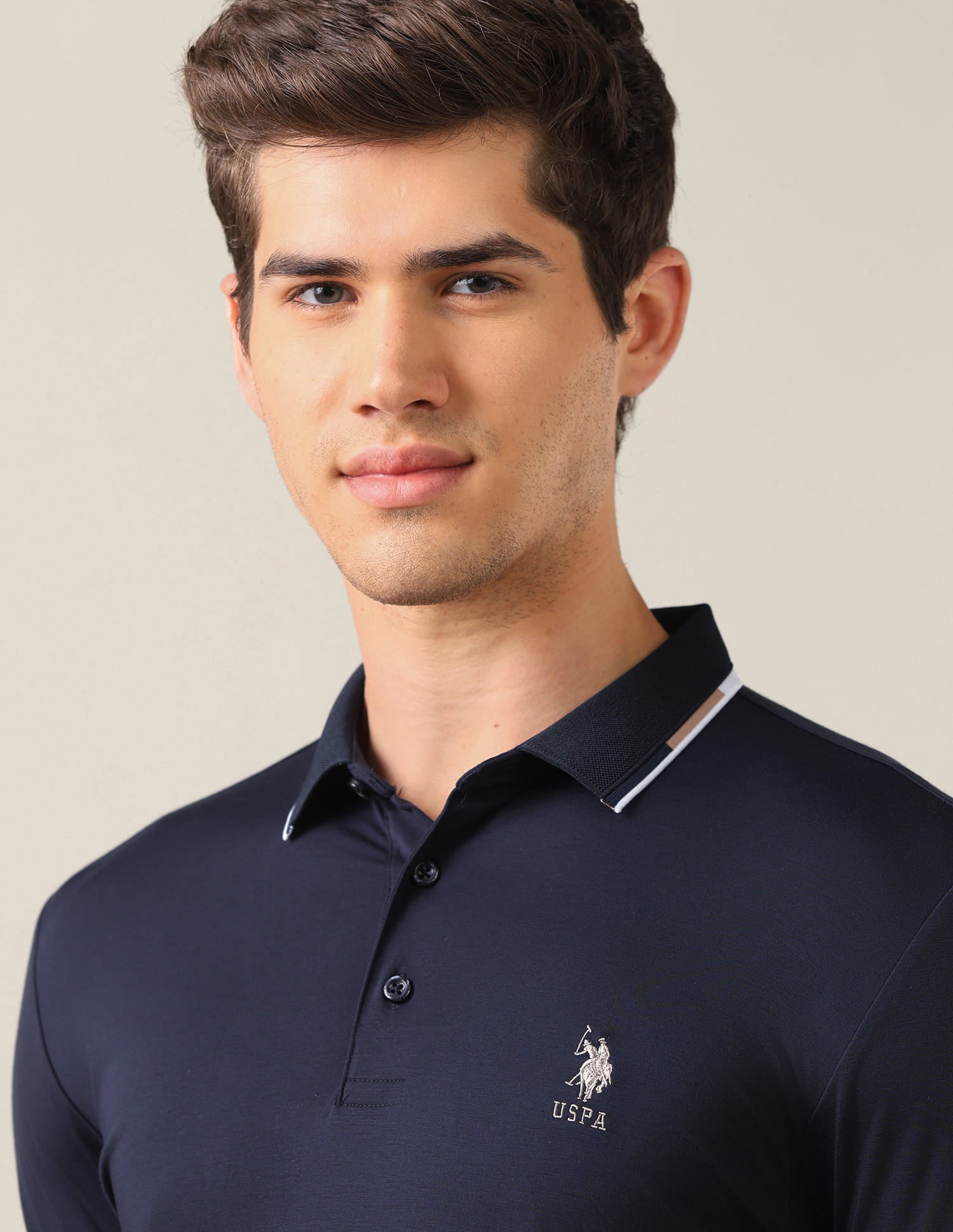 Solid Slim Fit Polo Shirt Blue - U.S. Polo Assn. India | Large