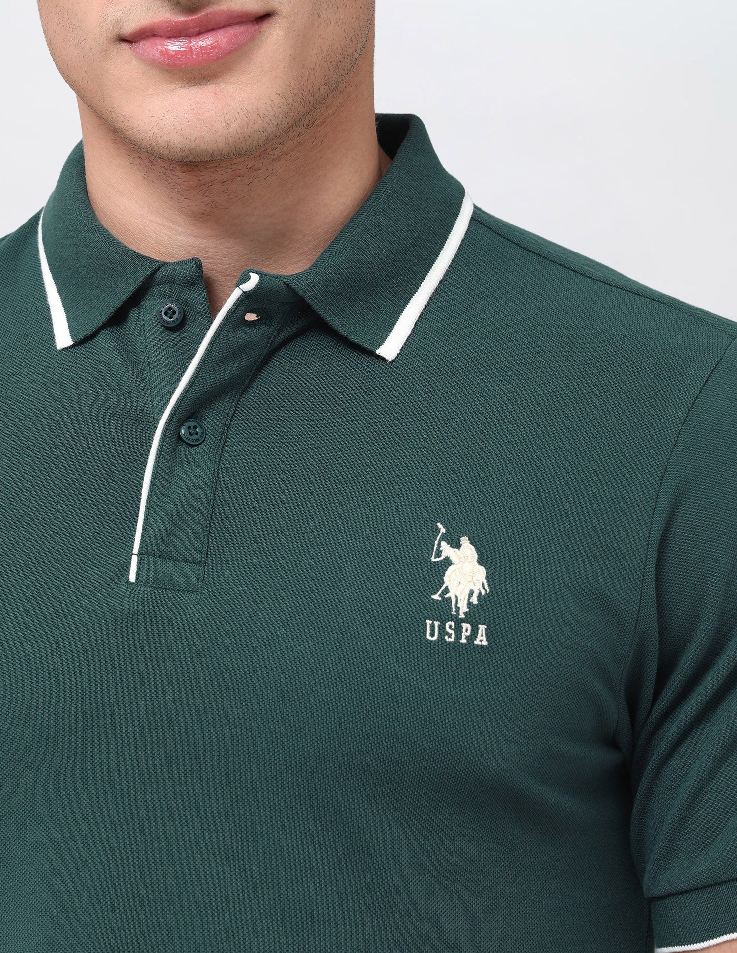 Solid Regular Fit Polo Shirt Dark Green - U.S. Polo Assn. India | Large