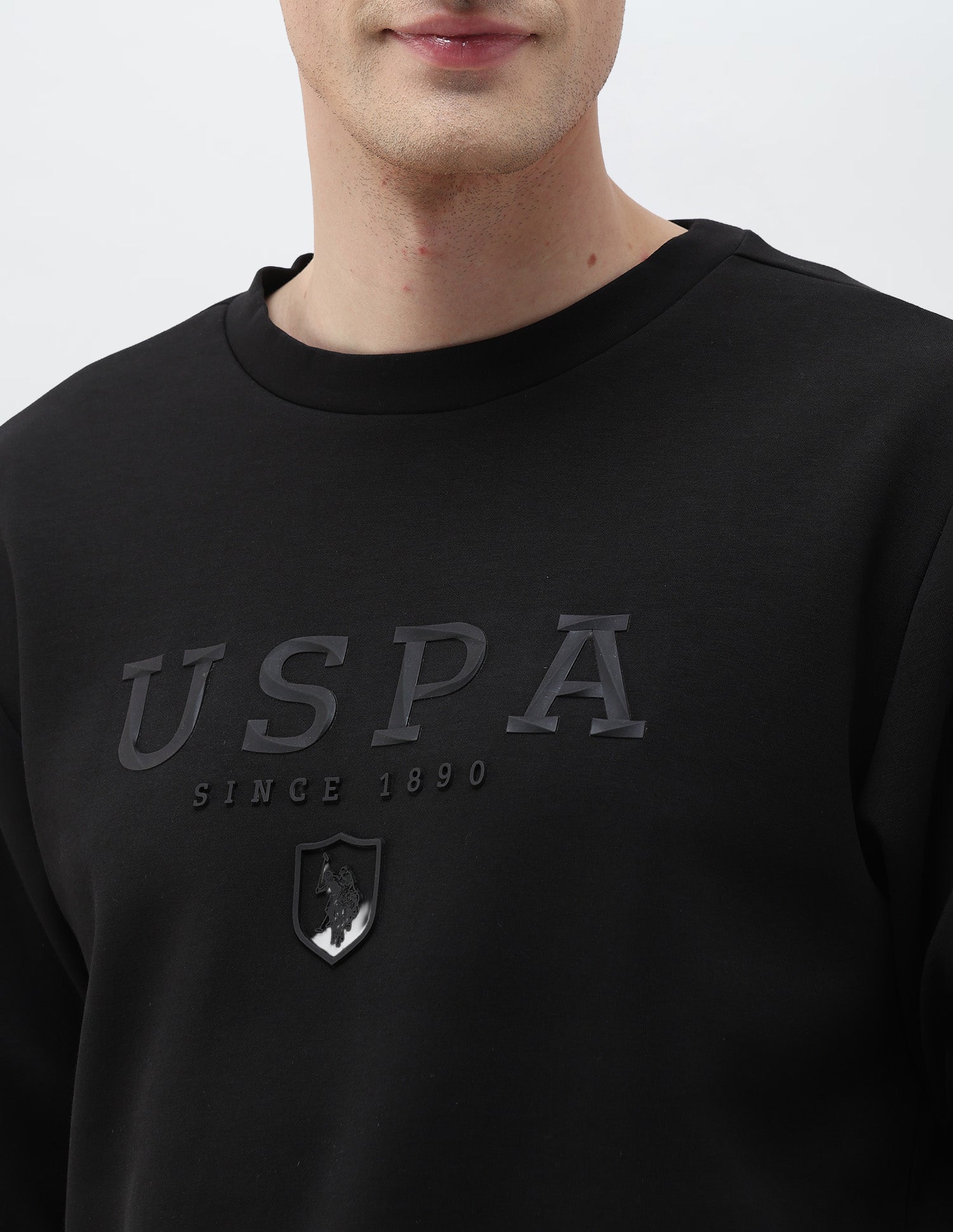 Brand Embossed Regular Fit Sweatshirt Black - U.S. POLO ASSN. | Large