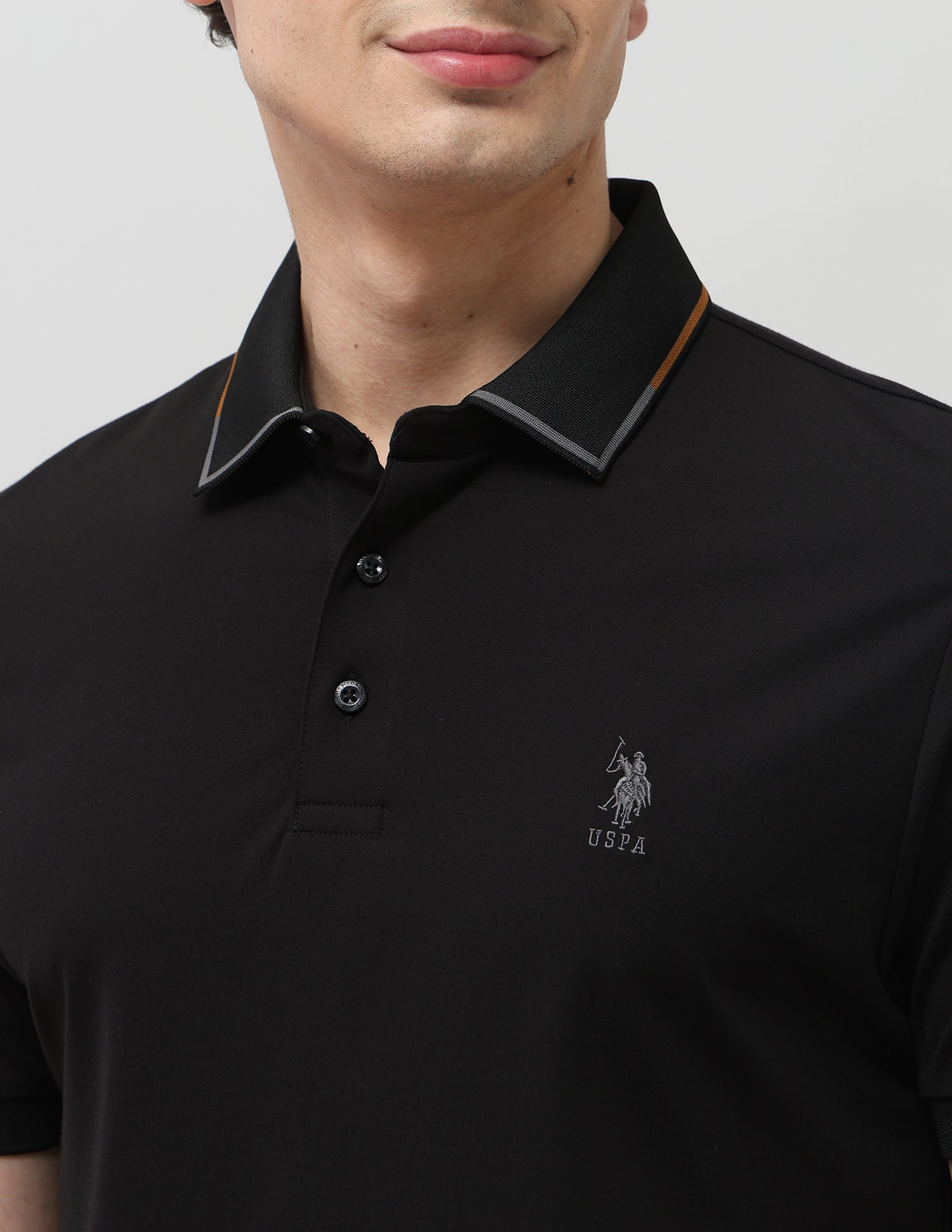 Regular Fit Solid Polo Shirt Black - U.S. POLO ASSN. | Large