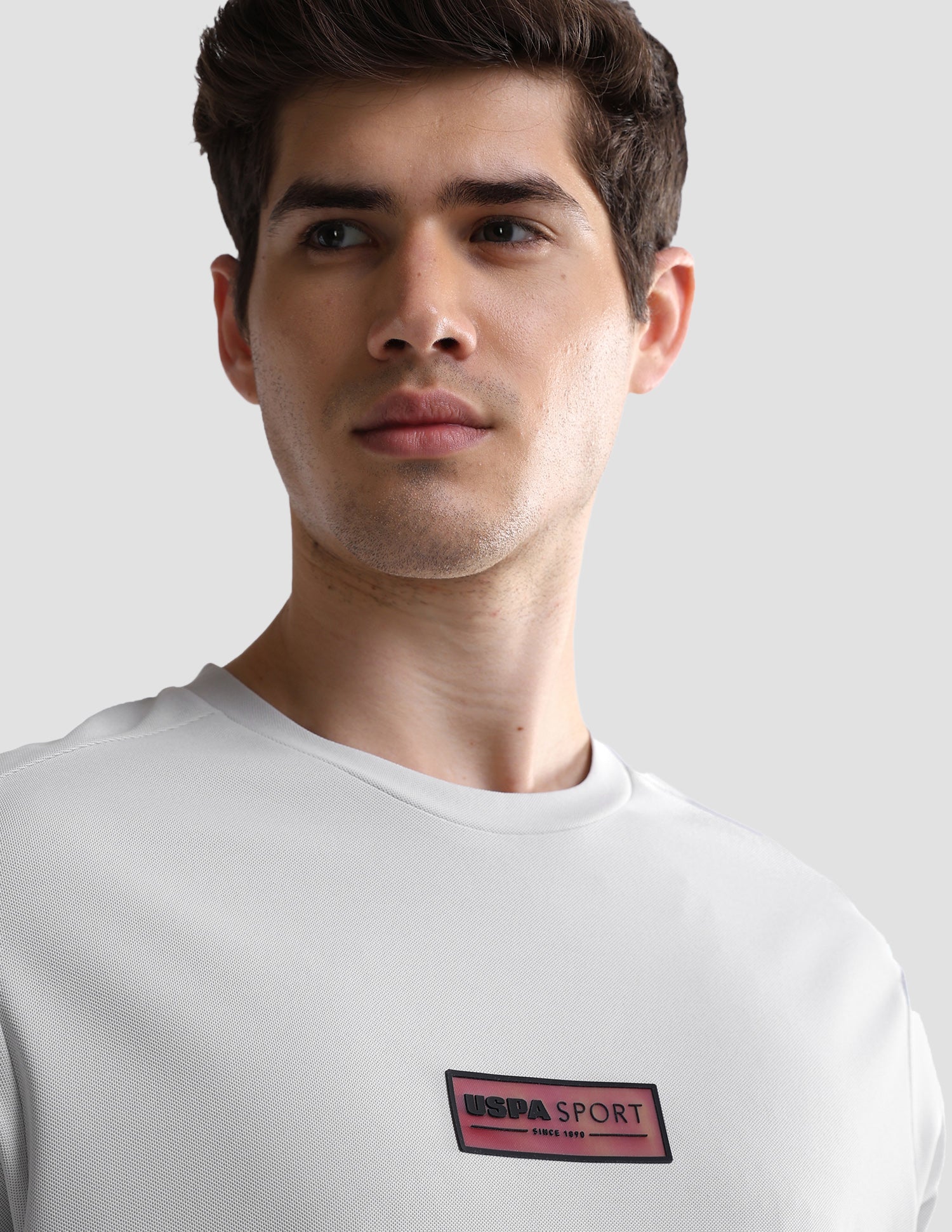 Solid Slim Fit Active T-Shirt Grey - U.S. Polo Assn. India | Large