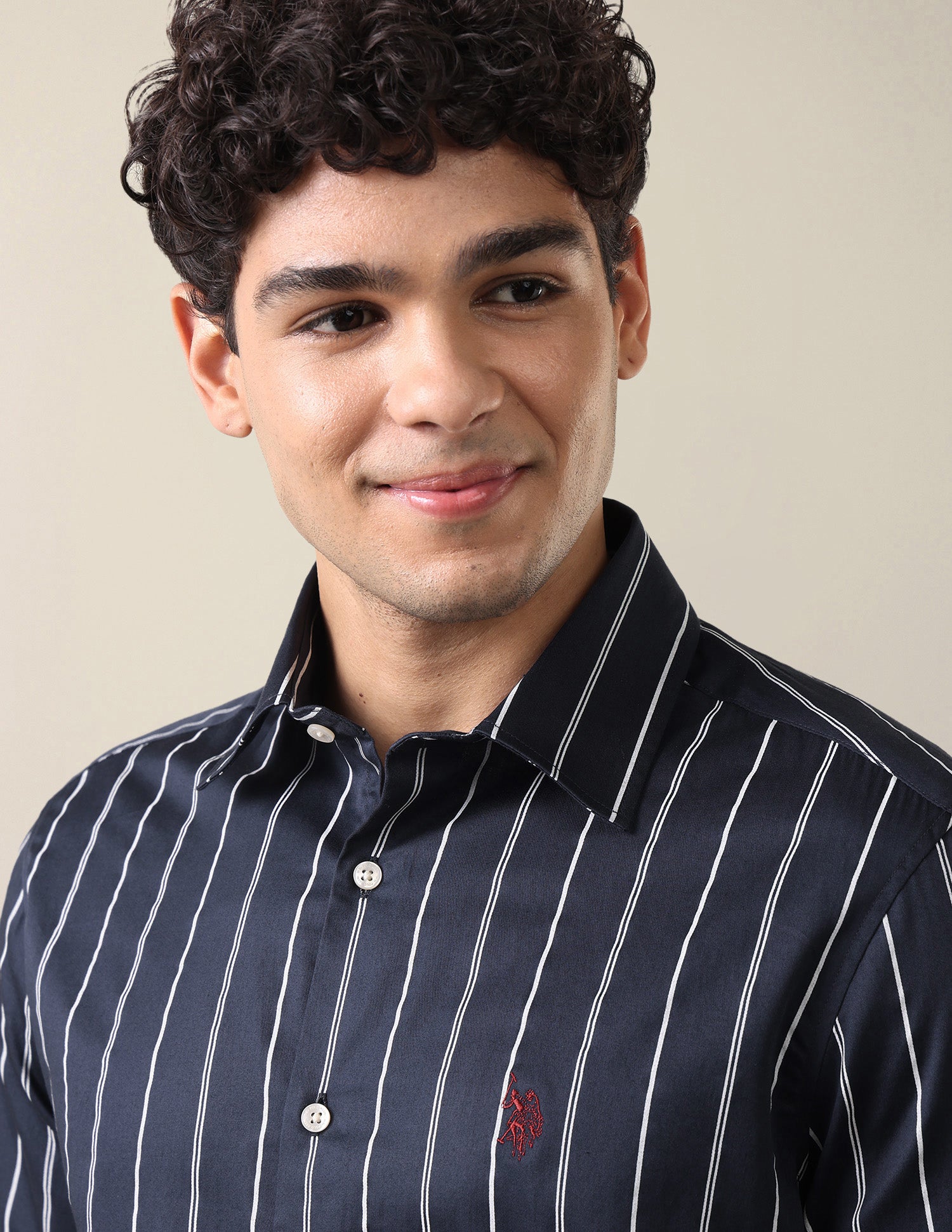 Satin Vertical Striped Shirt Navy - U.S. Polo Assn. India | Large
