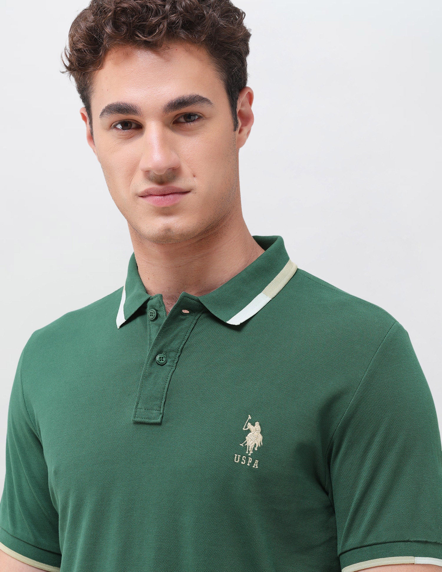 Solid Regular Fit Polo Shirt Dark Green - U.S. Polo Assn. India | Large